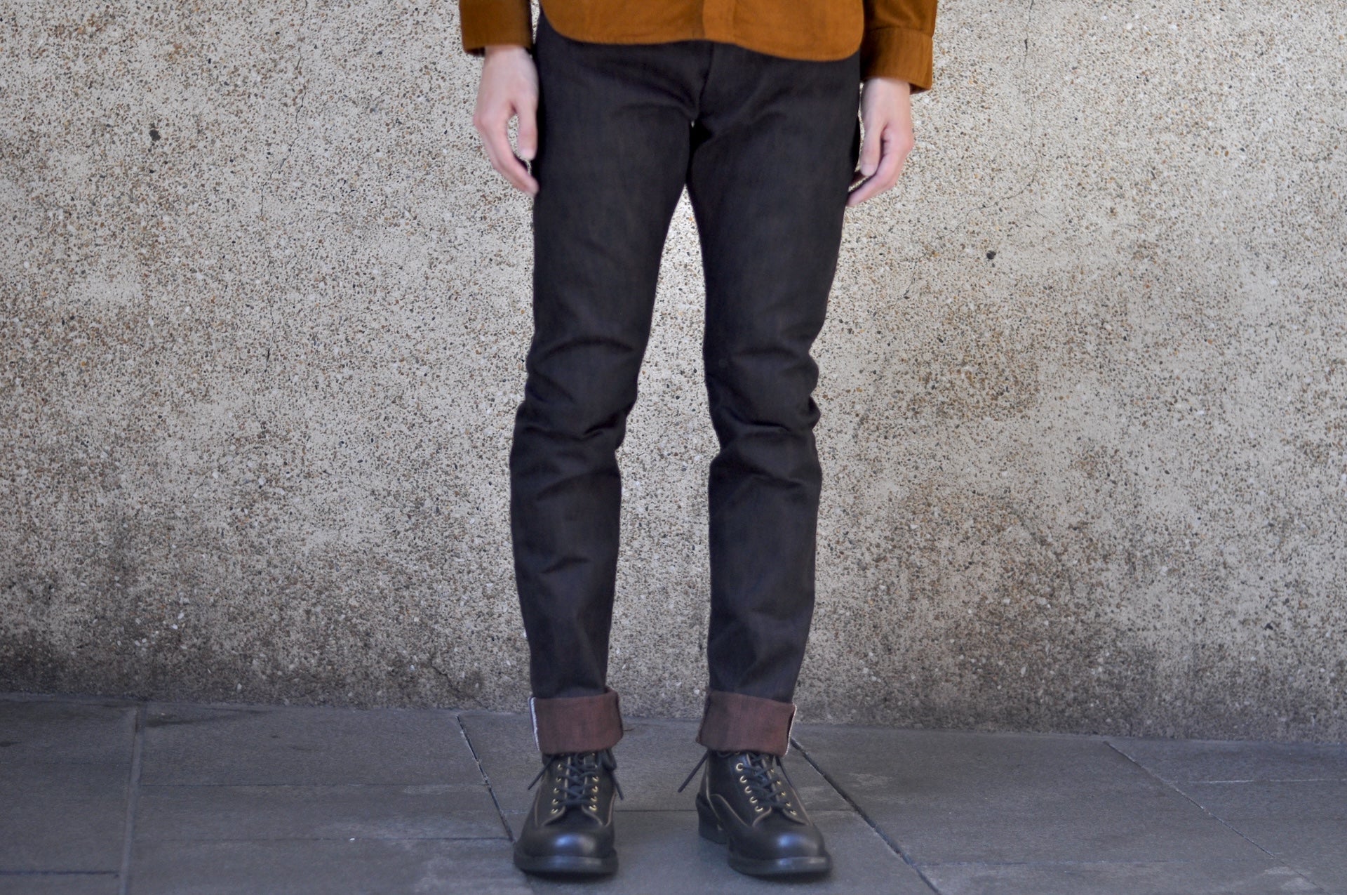 Pure Blue Japan 15oz PER-EX-013-BK "Black X Persimmon" Extra Slub Denim (Slim Tapered Fit)