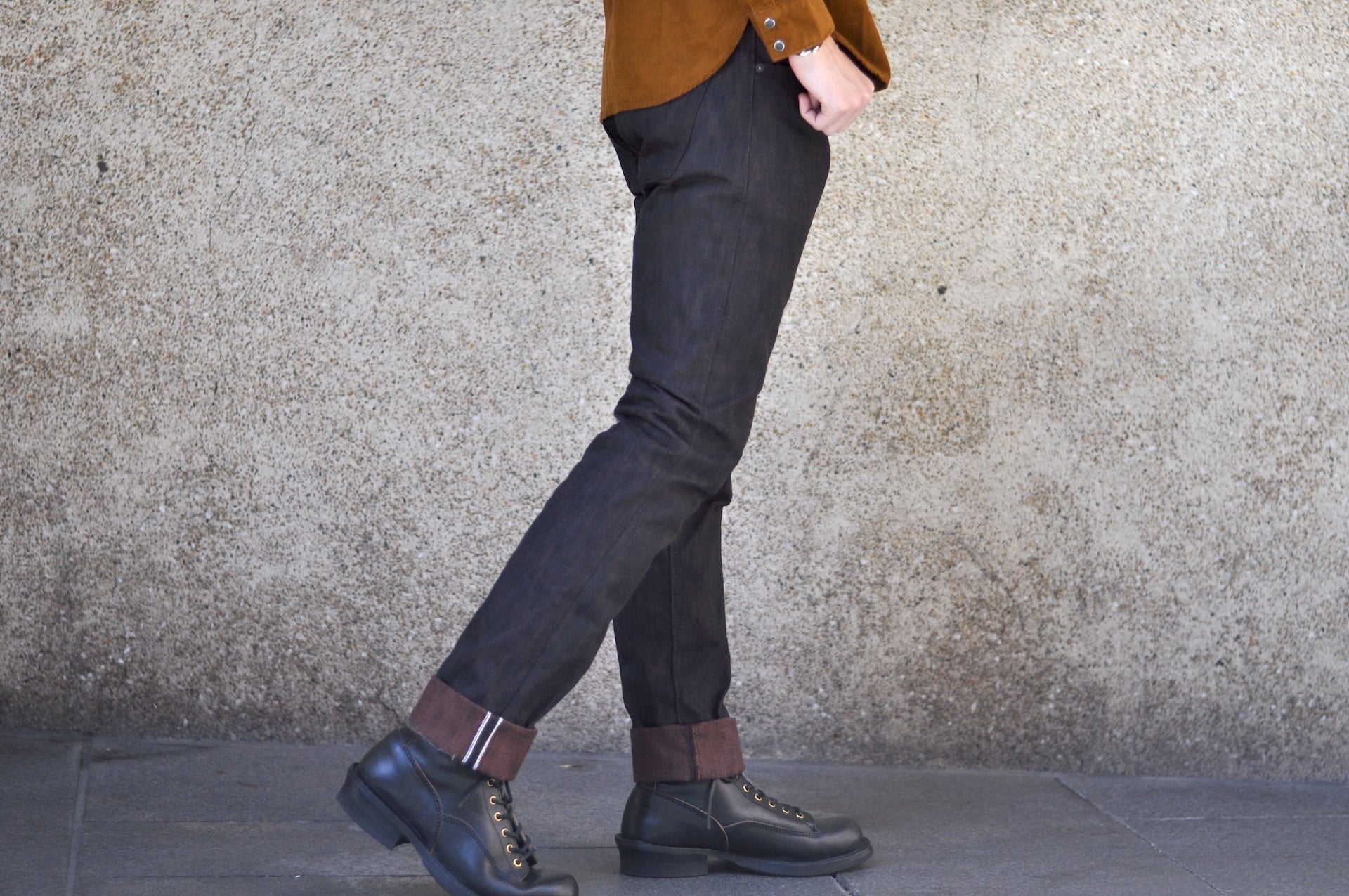 Pure Blue Japan 15oz PER-EX-013-BK "Black X Persimmon" Extra Slub Denim (Slim Tapered Fit)