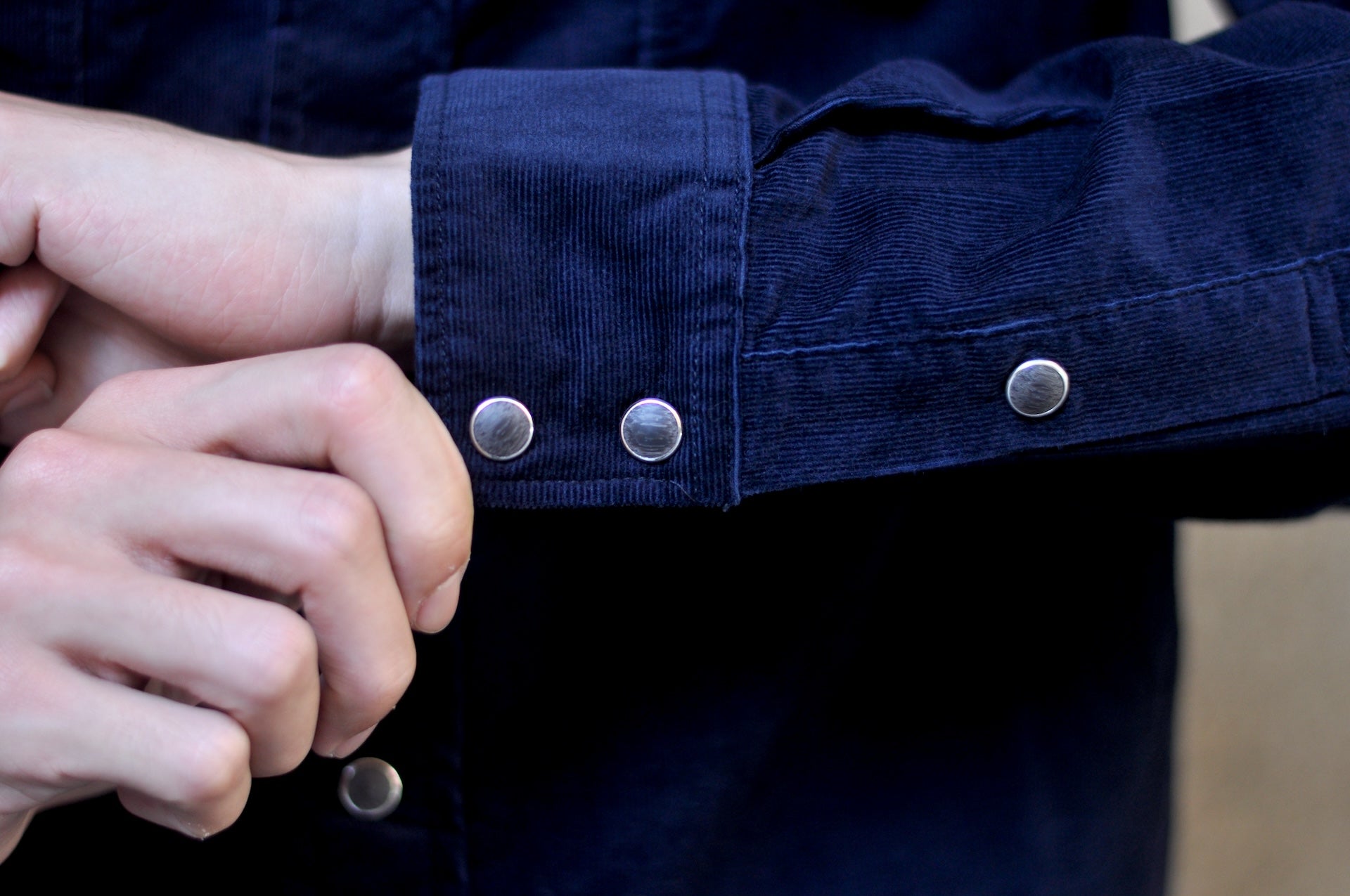 Pure Blue Japan 8oz "Silky-Smooth" Corduroy Western Shirt (Navy)