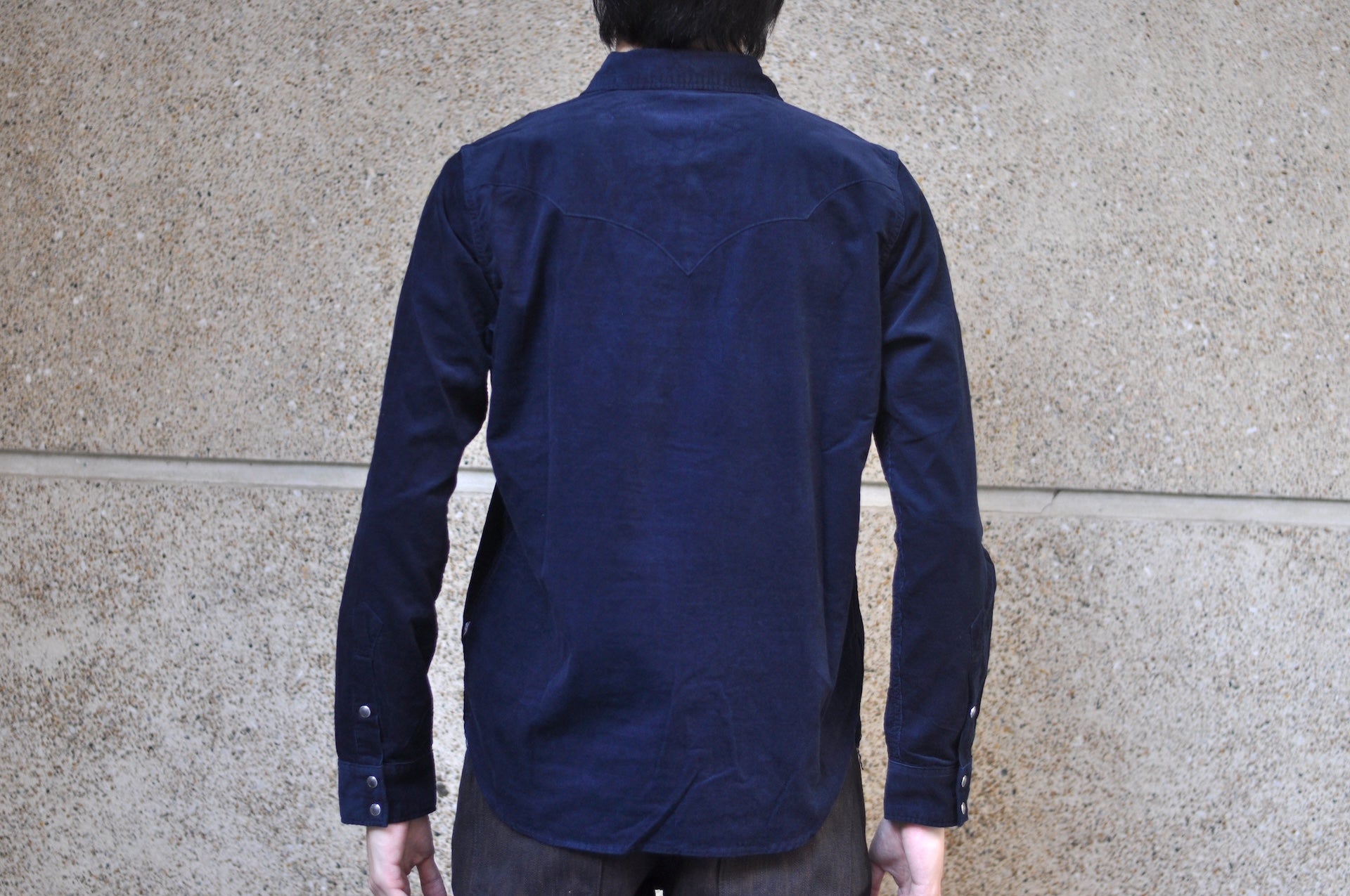 Pure Blue Japan 8oz "Silky-Smooth" Corduroy Western Shirt (Navy)