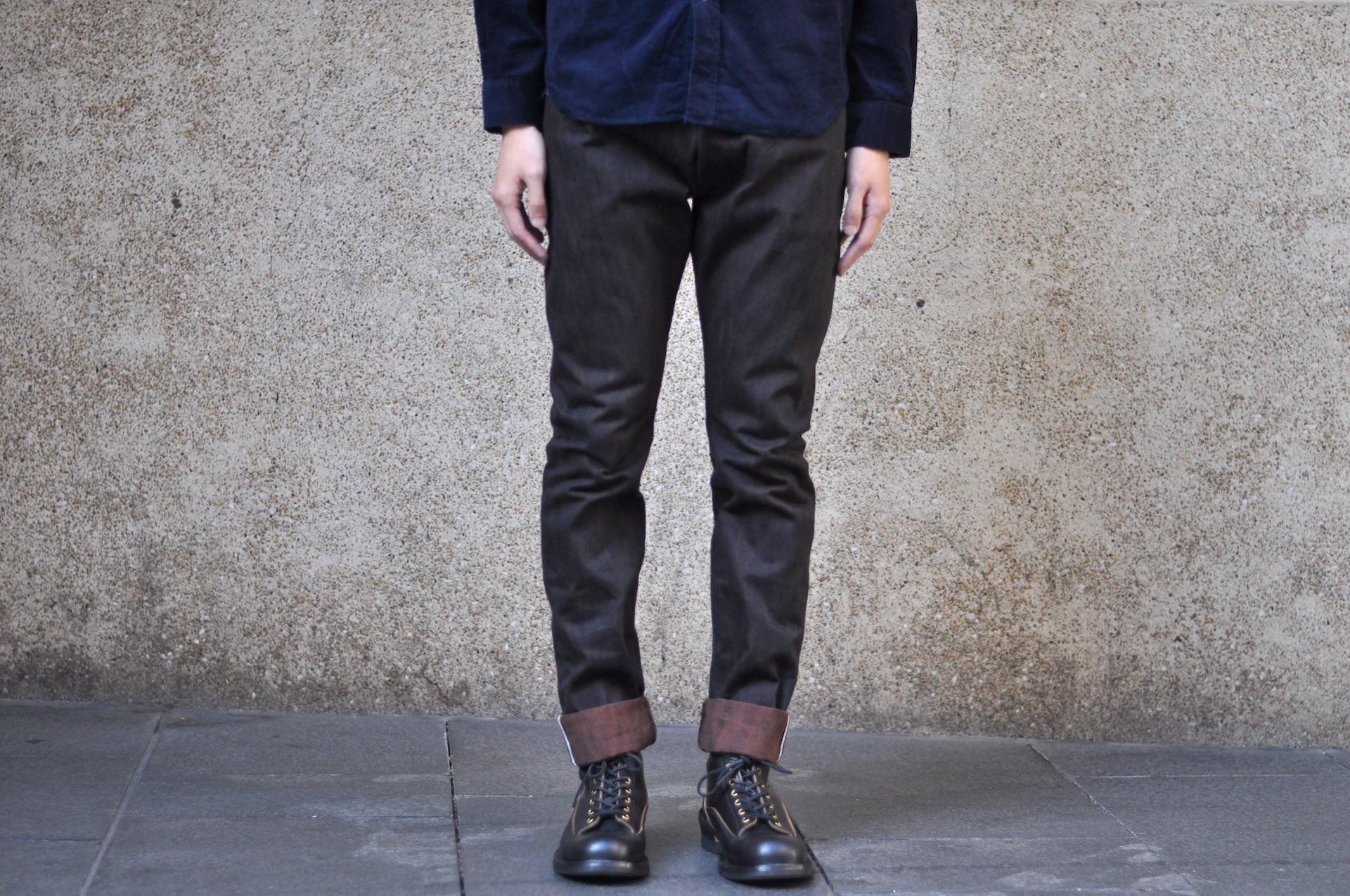 Pure Blue Japan 15oz PER-EX-019-BK "Black X Persimmon" Extra Slub Denim (Relaxed Tapered Fit)