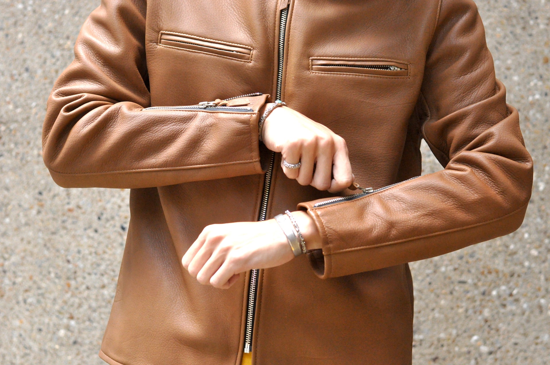 The Flat Head X CORLECTION Deerskin Stand Collar Single Riders Jacket (Brown)