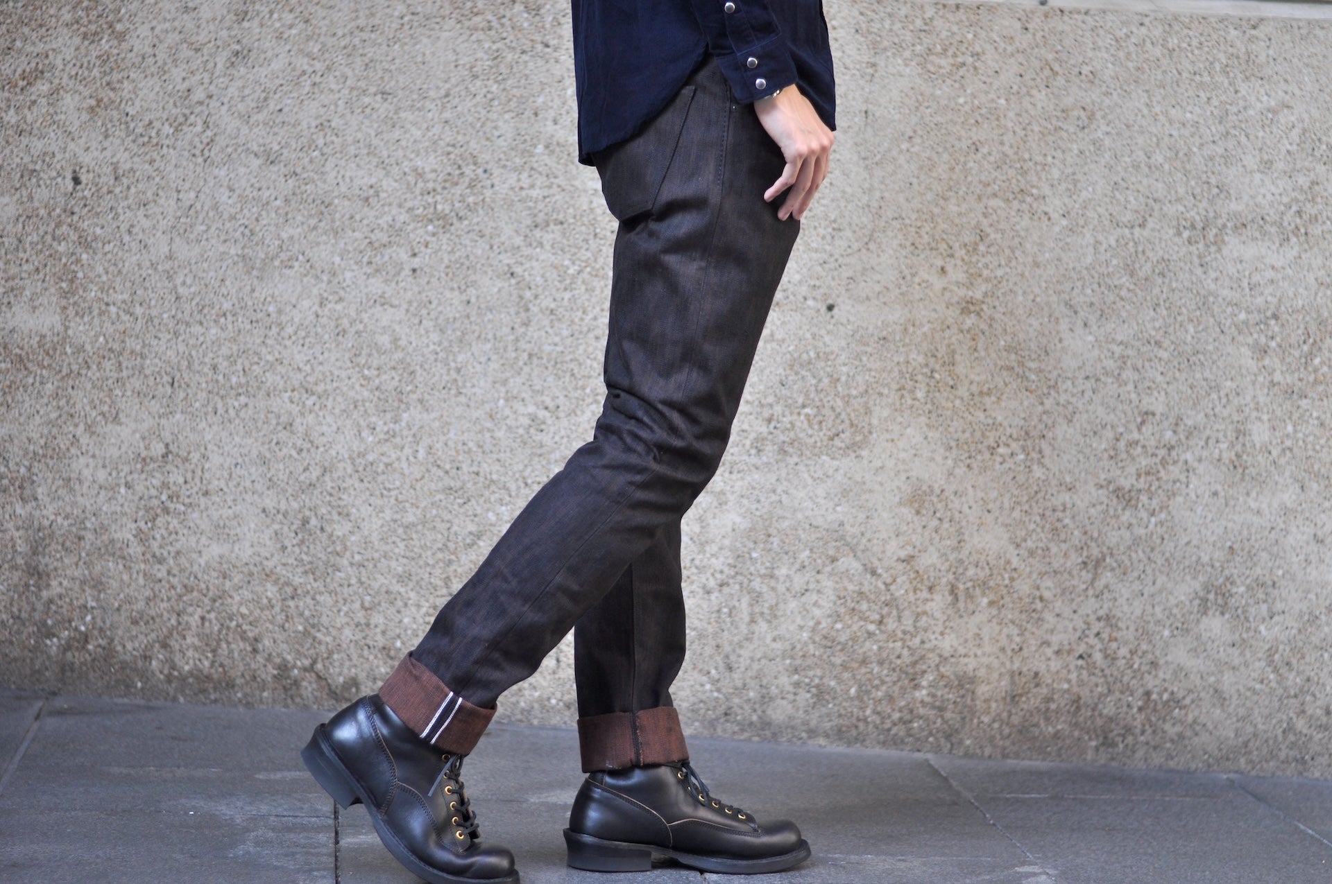 Pure Blue Japan 15oz PER-EX-019-BK "Black X Persimmon" Extra Slub Denim (Relaxed Tapered Fit)