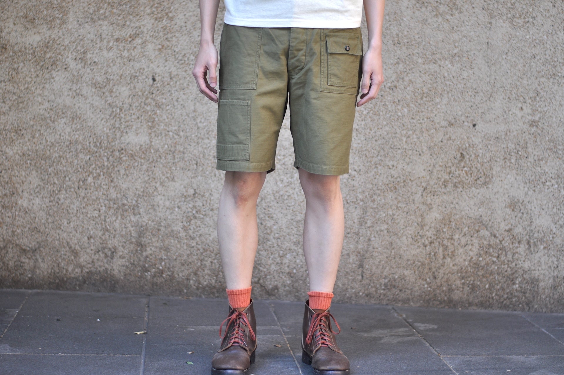 Freewheelers “GRUNTS” Back Satin Cut-Length Trousers (Olive)