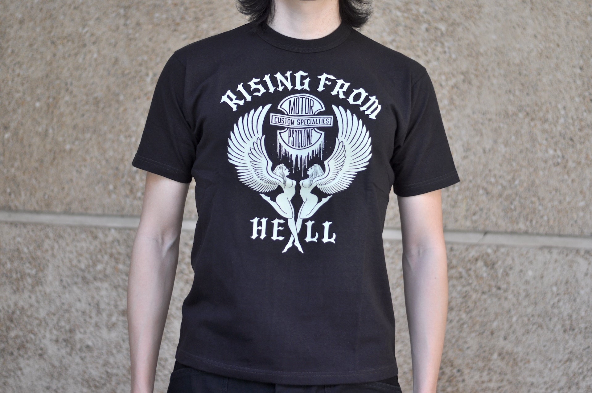 Freewheelers "RISING FROM HELL" Loopwheeled Tee (Shady Black)