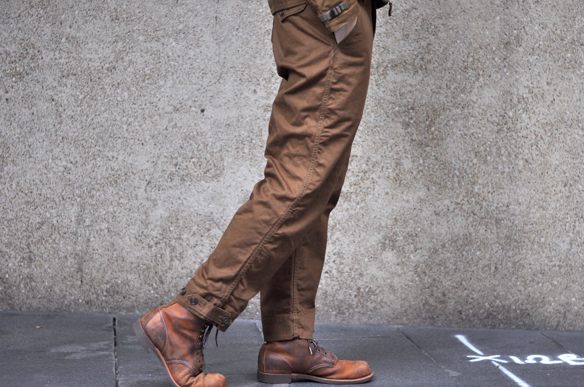 Freewheelers Heavyweight Cotton Drill "Aviators' Trousers" (Dark Sepia Brown)