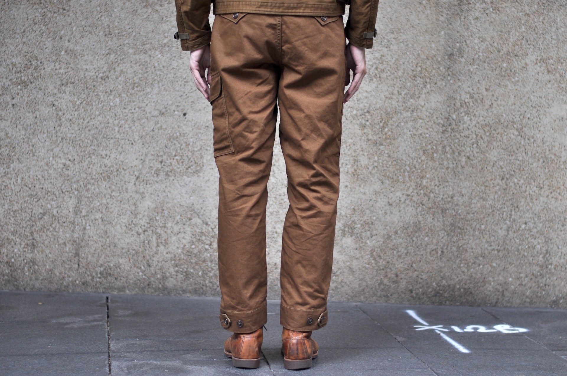 Freewheelers Heavyweight Cotton Drill "Aviators' Trousers" (Dark Sepia Brown)