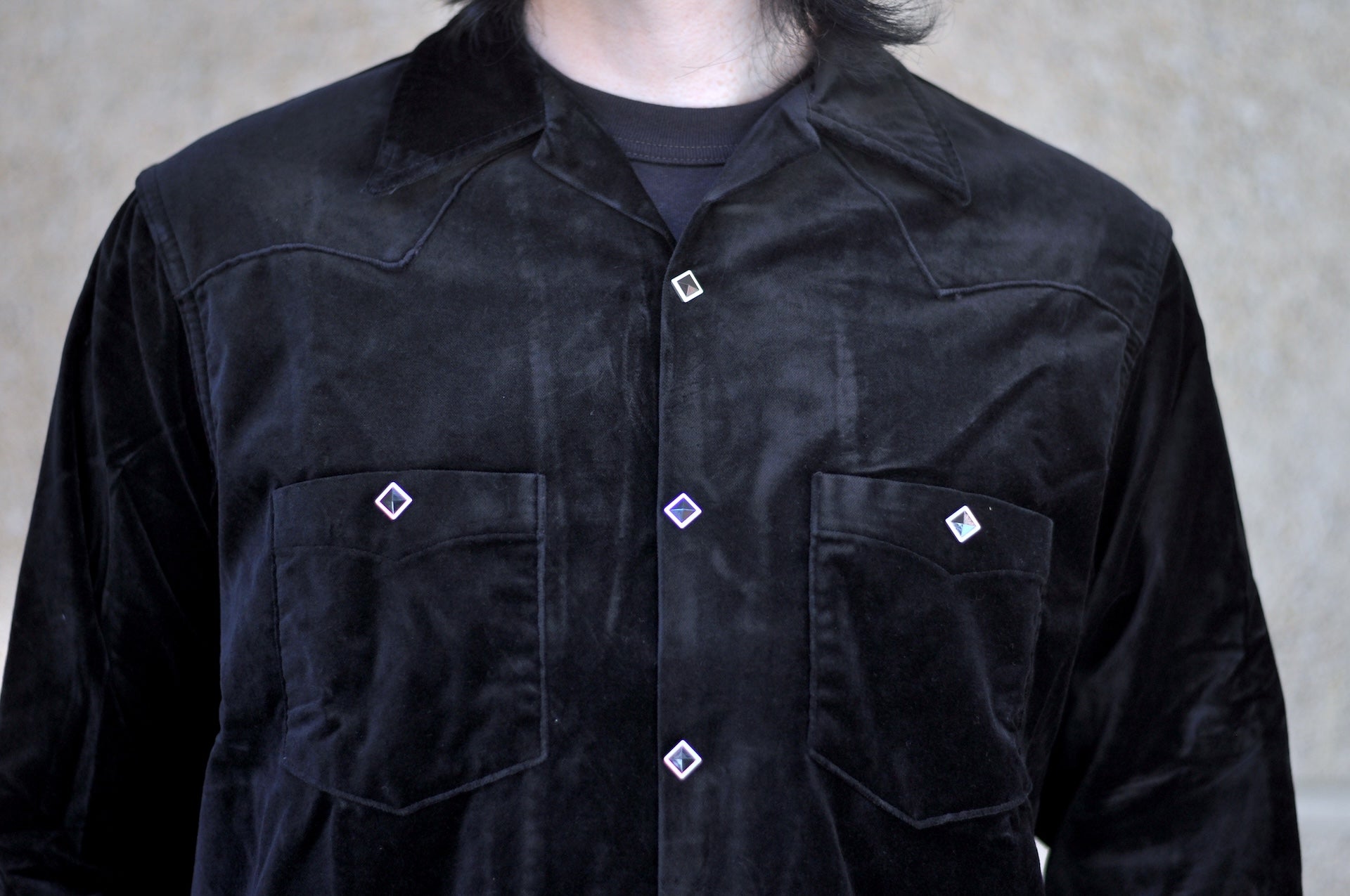 Stevenson Overall Co. Medium-weight Velveteen “UrbanLasso” Western Shirt (Solid Black)