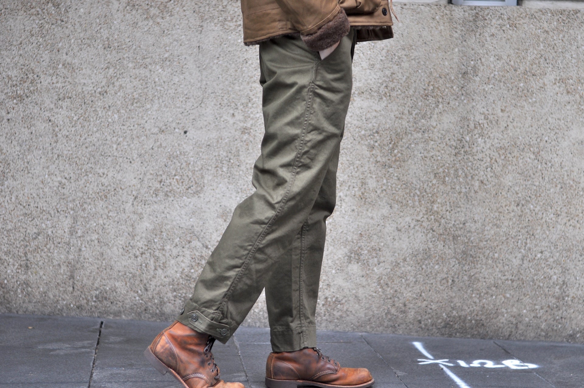 Freewheelers Heavyweight Cotton Drill "Aviators' Trousers" (Dark Olive)