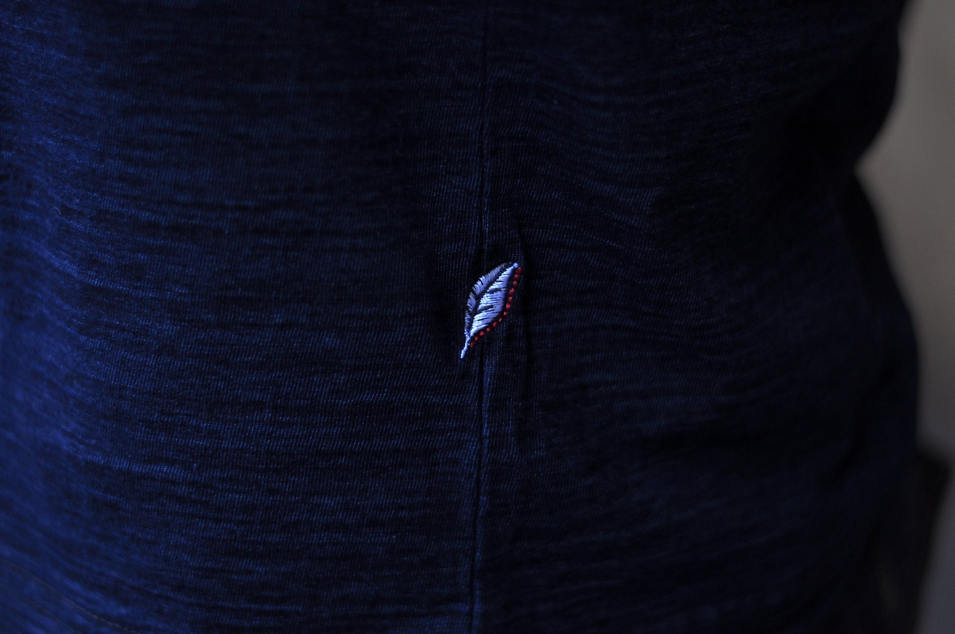 Pure Blue Japan 6.5oz Embroidered Grand Indigo Dyed Tee (Shaved Ice)