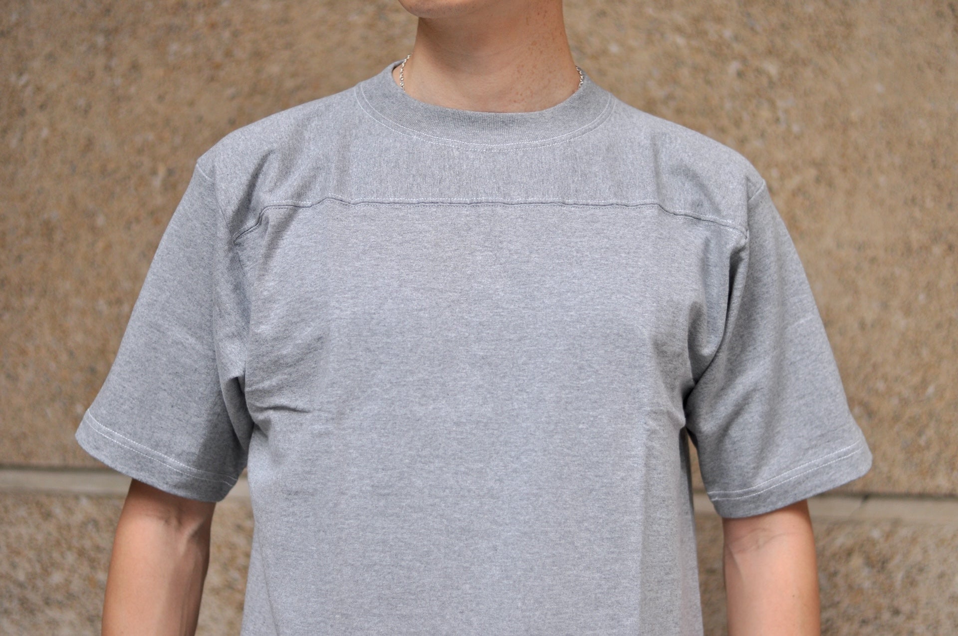 Denime X Warehouse Co. 7oz Loopwheeled Football Tee (Heather Grey)