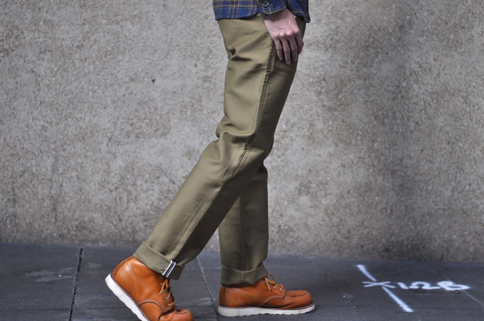 Pure Blue Japan 12oz Moleskin "Worker's Chinos" (Olive)