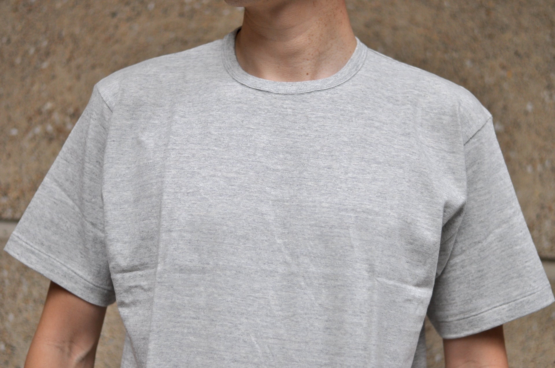 Denime X Warehouse Co. 7oz Loopwheeled Plain Tee (Heather Grey)