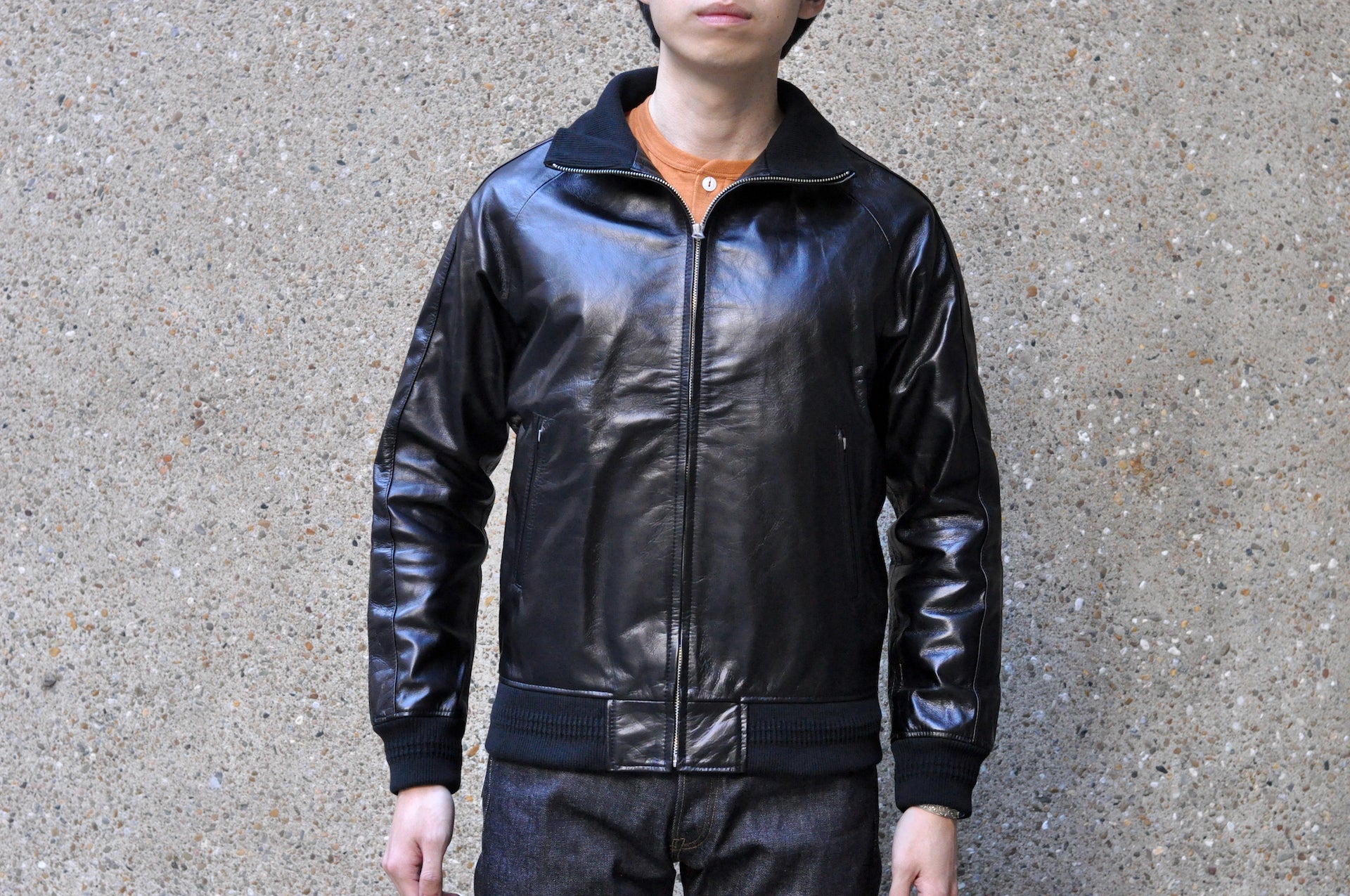 The Flat Head Horsehide Track Jacket (Jet Black)