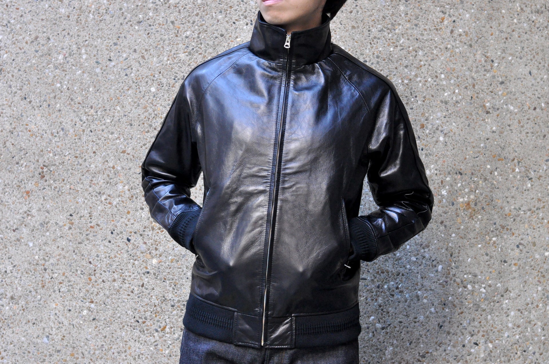 The Flat Head Horsehide Track Jacket (Jet Black)