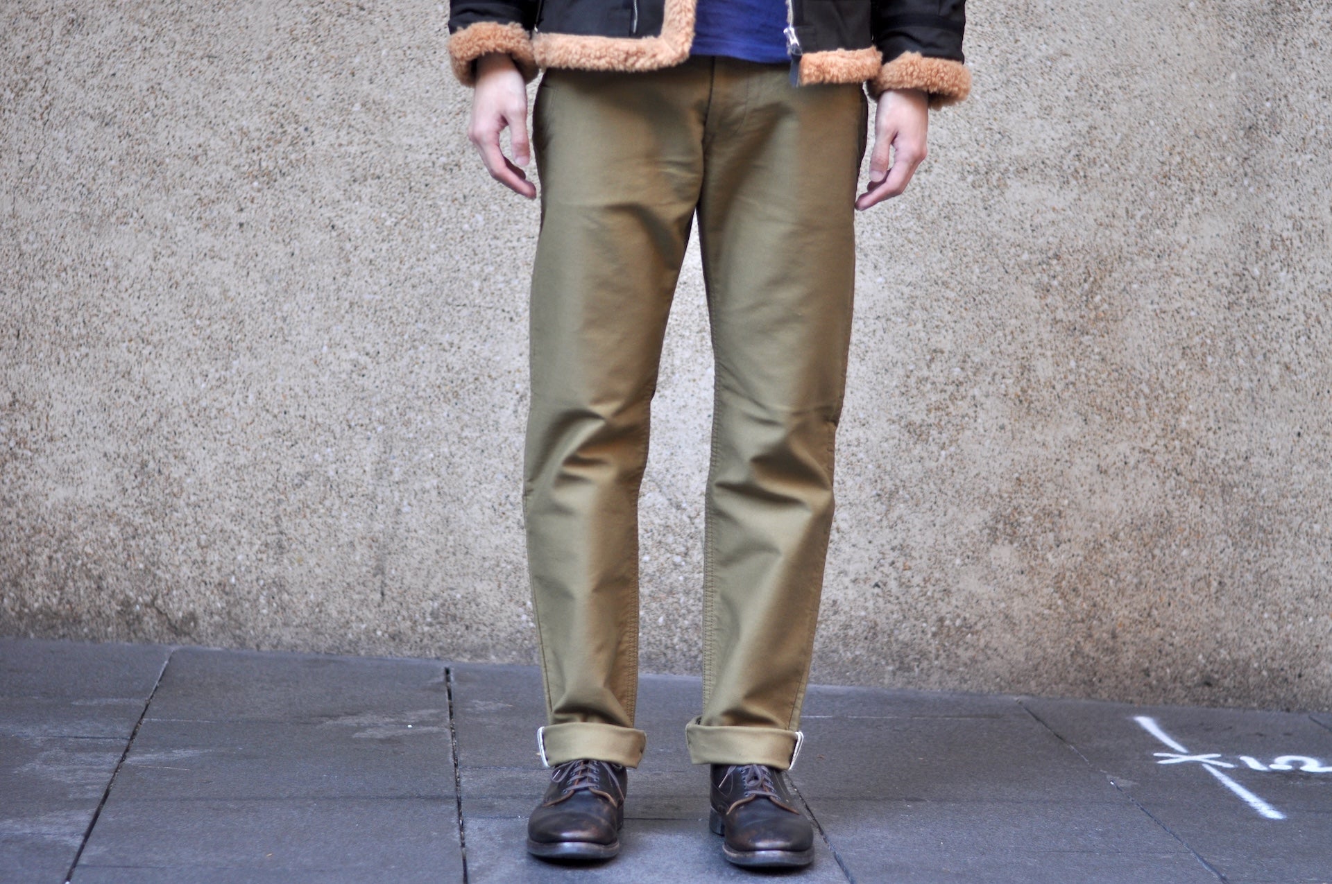 Pure Blue Japan 12oz Moleskin "Worker's Chinos" (Beige)