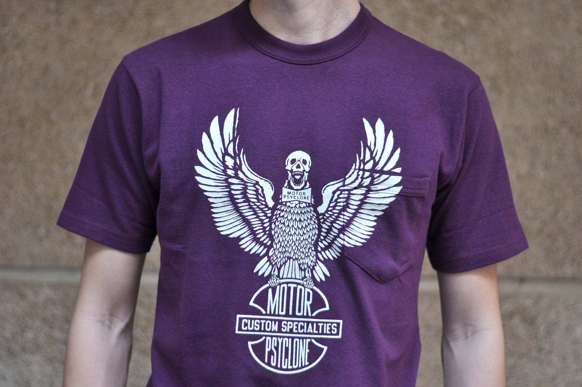 Freewheelers "Screaming Eagle" Loopwheeled Pocket Tee (Plum Crazy)