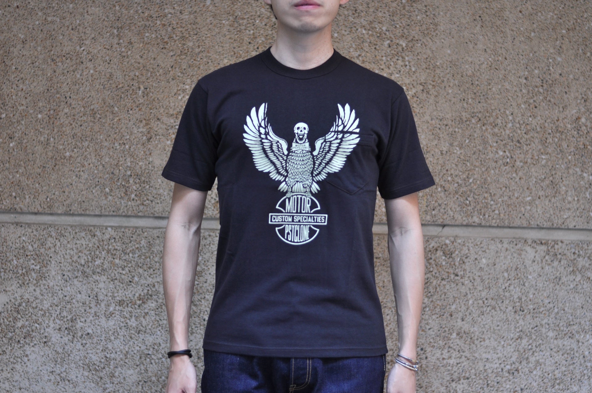Freewheelers "Screaming Eagle" Loopwheeled Pocket Tee (Shady Black)