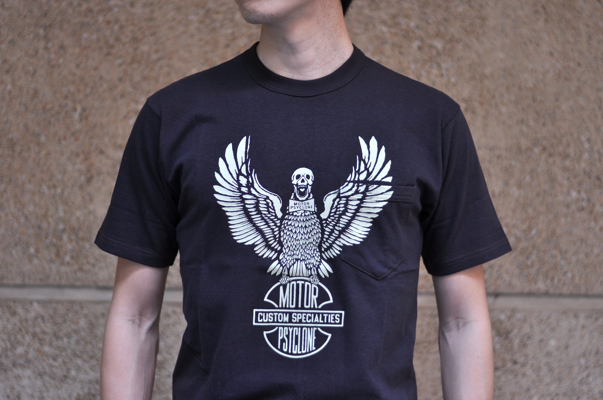 Freewheelers "Screaming Eagle" Loopwheeled Pocket Tee (Shady Black)