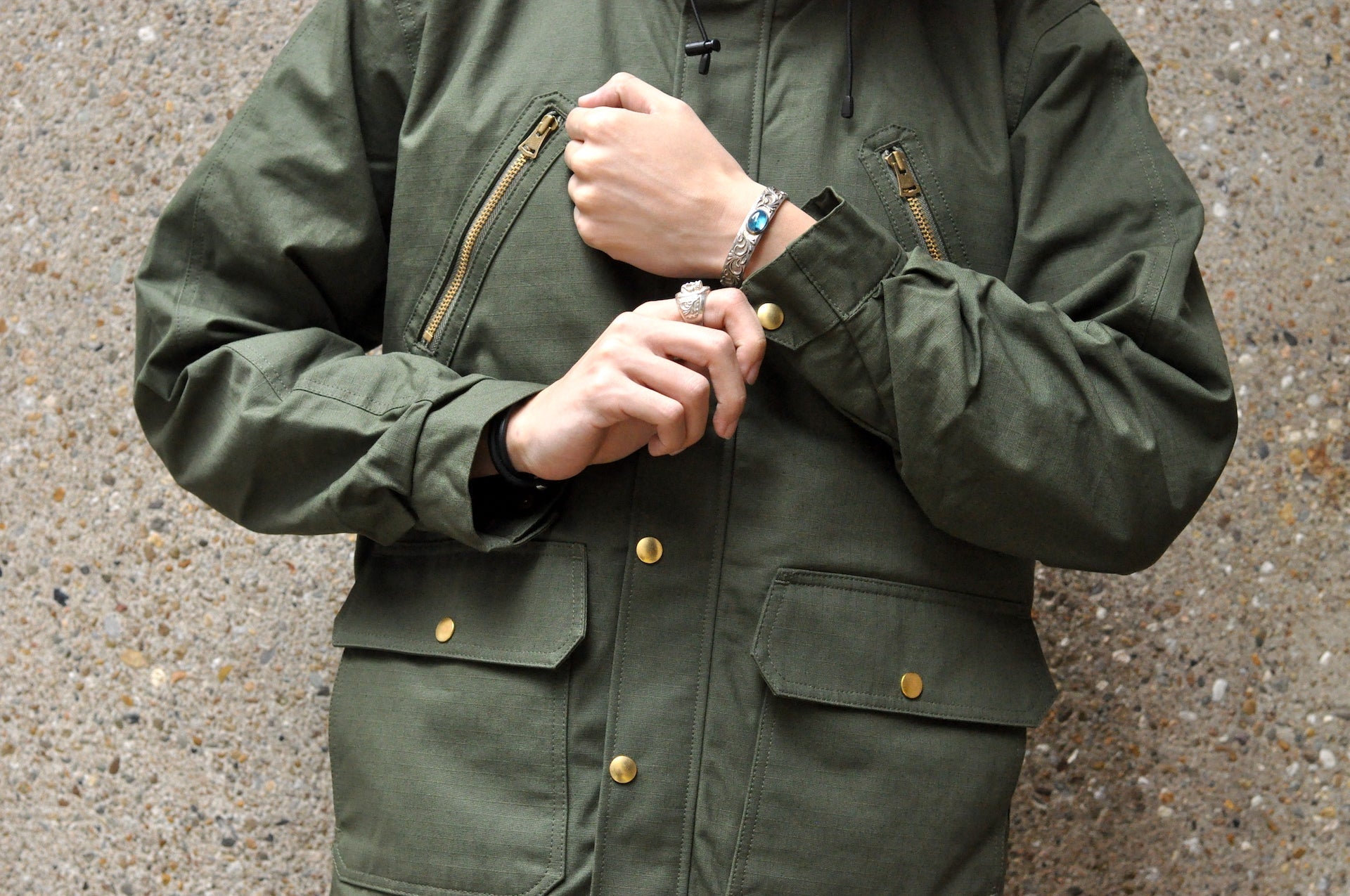 Unique Garment Cotton Rip-Stop 'Bird View' Mountain Parka (Olive)