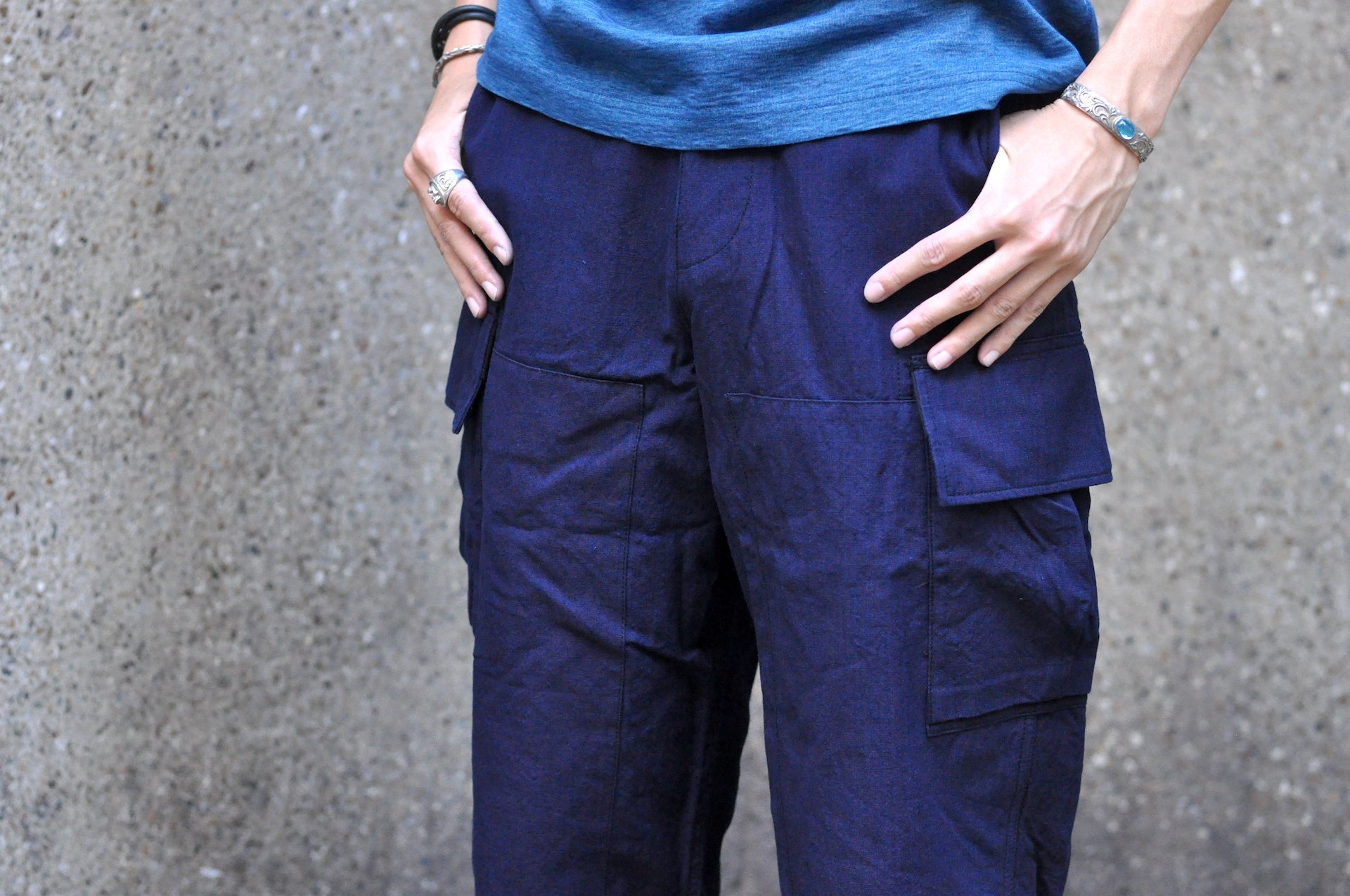 Samurai Natural Indigo Dyed Ripstop Jungle Fatigue Pants (Straight fit)