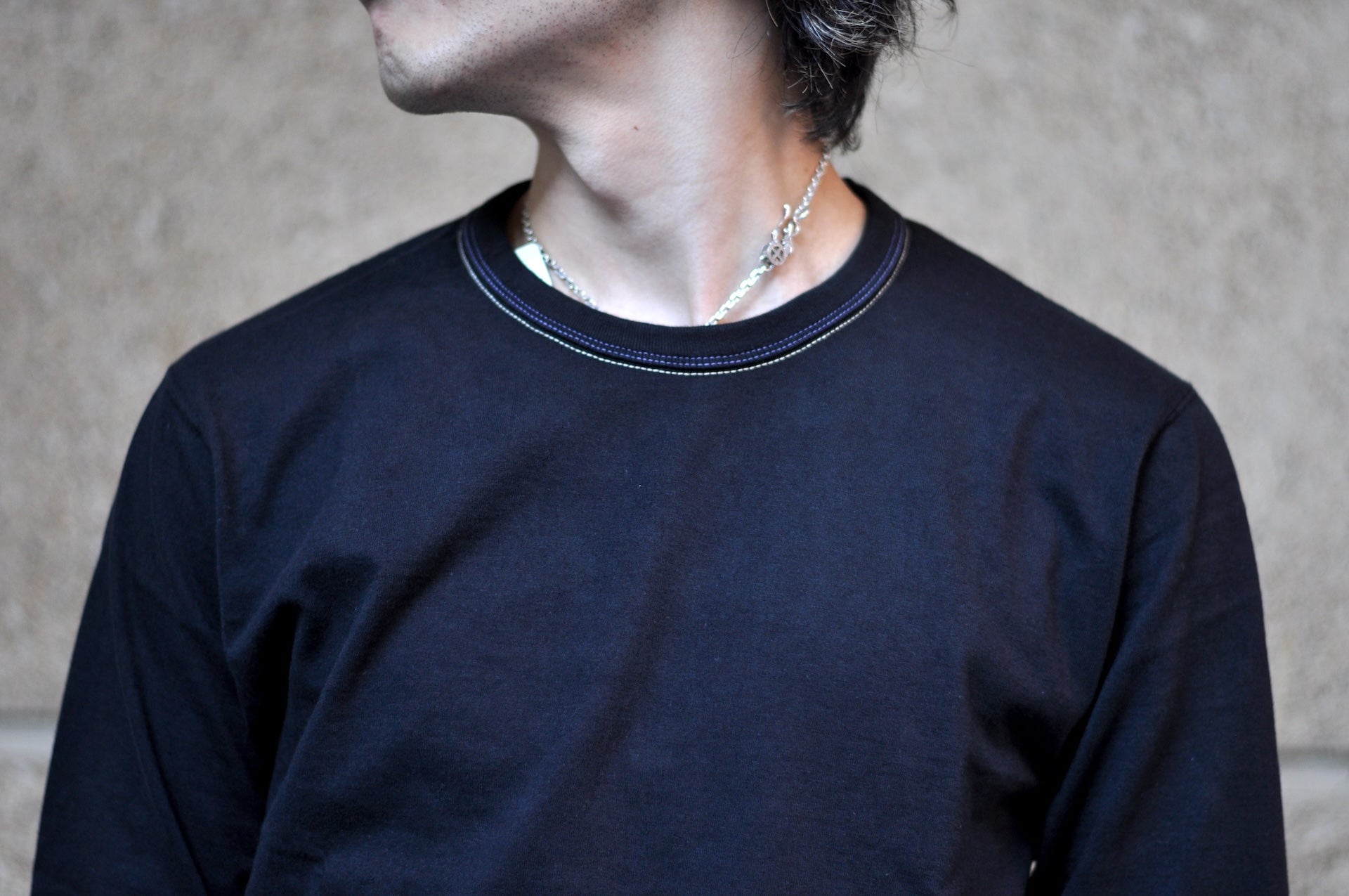 The Flat Head 9oz Loopwheel L/S Plain Tee (Black)