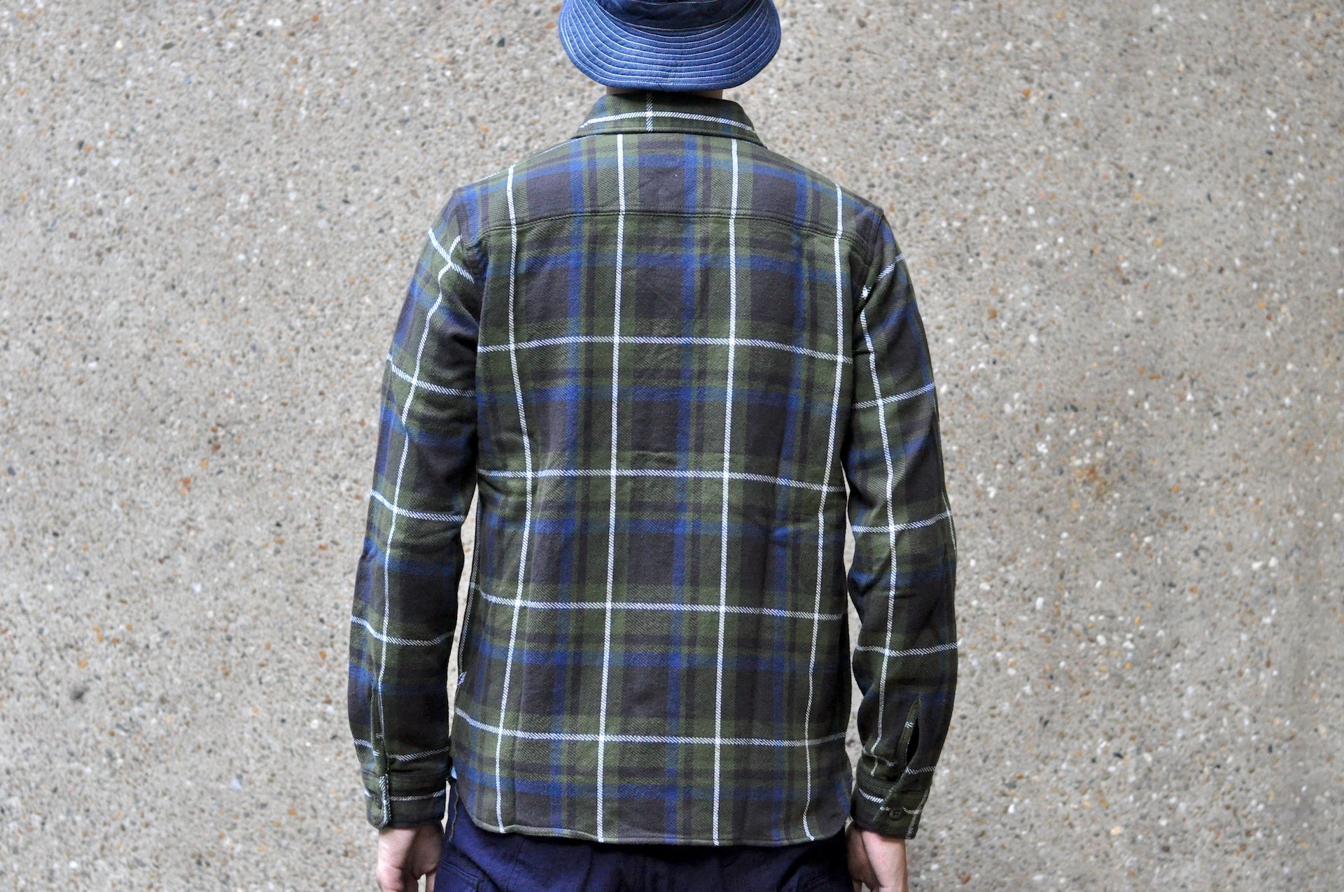 Pure Blue Japan 11oz Raised Flannel Early Workshirt (Olive)