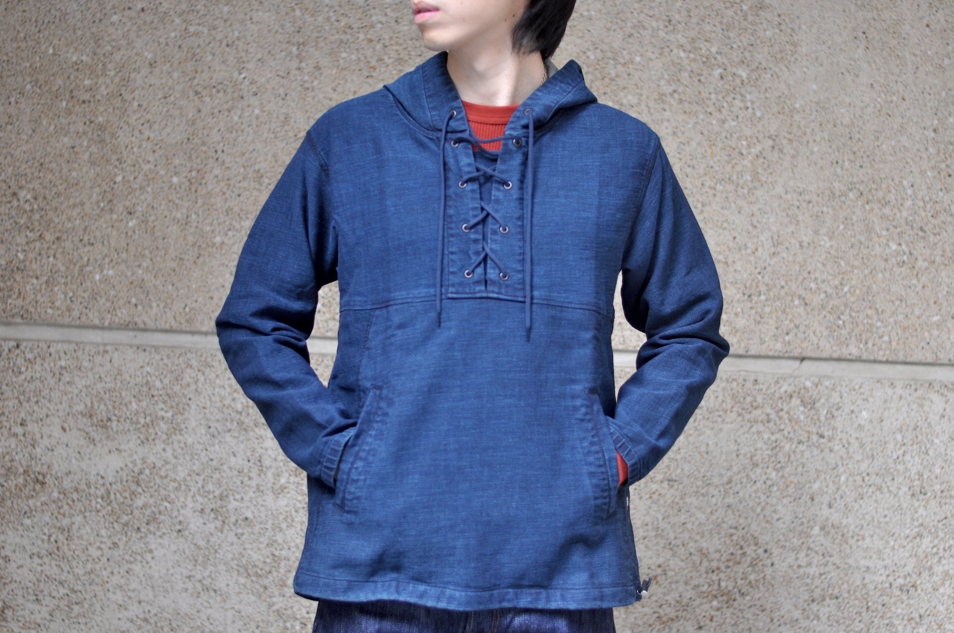Pure Blue Japan "All-Seasons" Tricot-Denim Navy Parka (Grand Indigo)