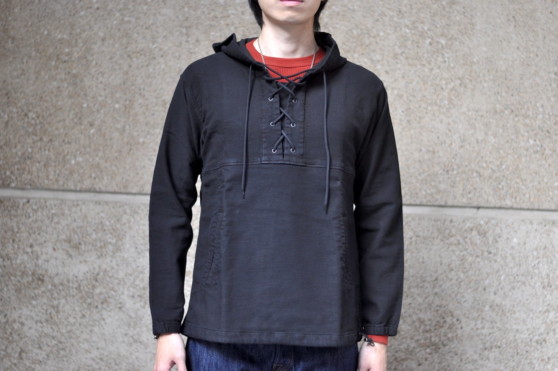 Pure Blue Japan "All-Seasons" Tricot-Denim Navy Parka (Black Coated)