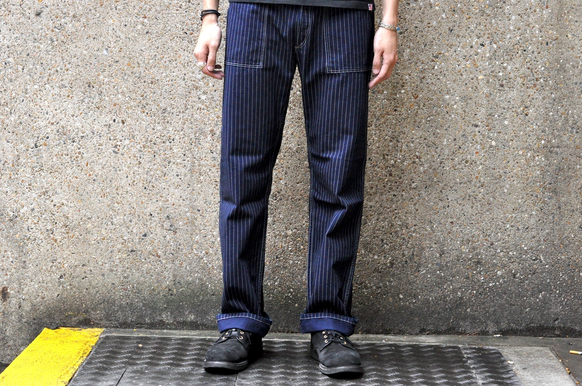 Freewheelers Indigo Wabash "Longshoreman" Trousers (Modern Straight Fit)