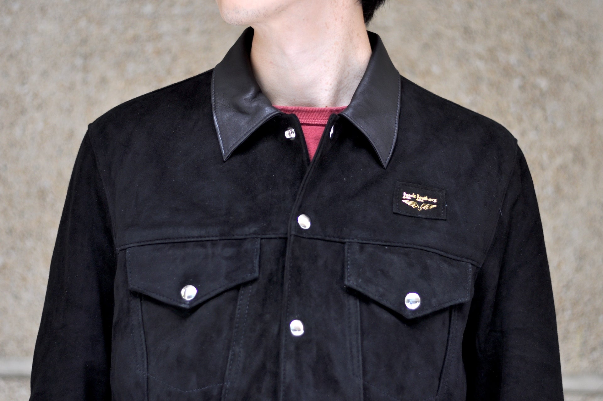 Lewis Leathers 988 Sheepskin Suede Western Jacket (Black)