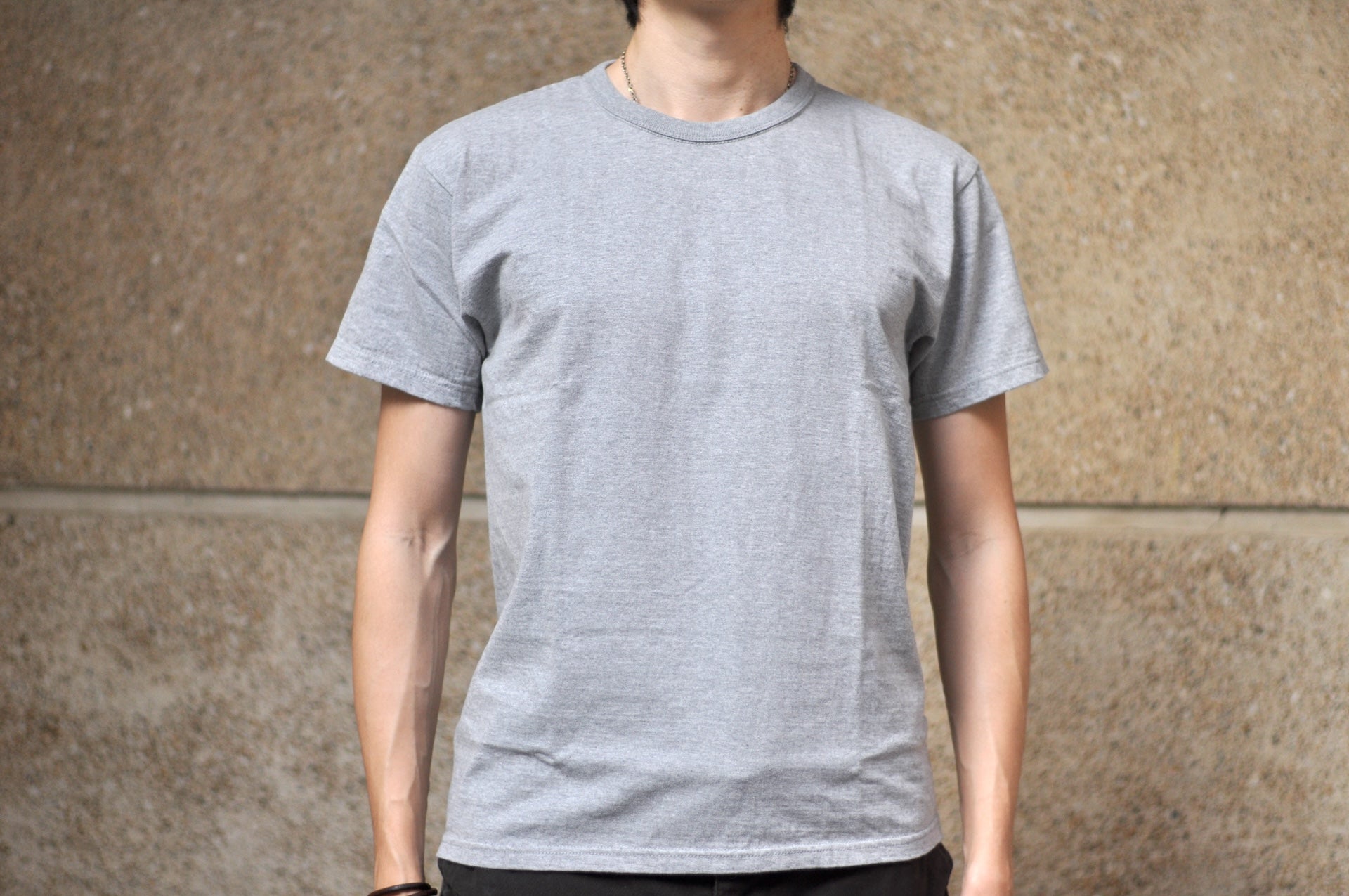 The Flat Head '26SS Version 9oz Loopwheeled Plain Tee (Heather Grey)