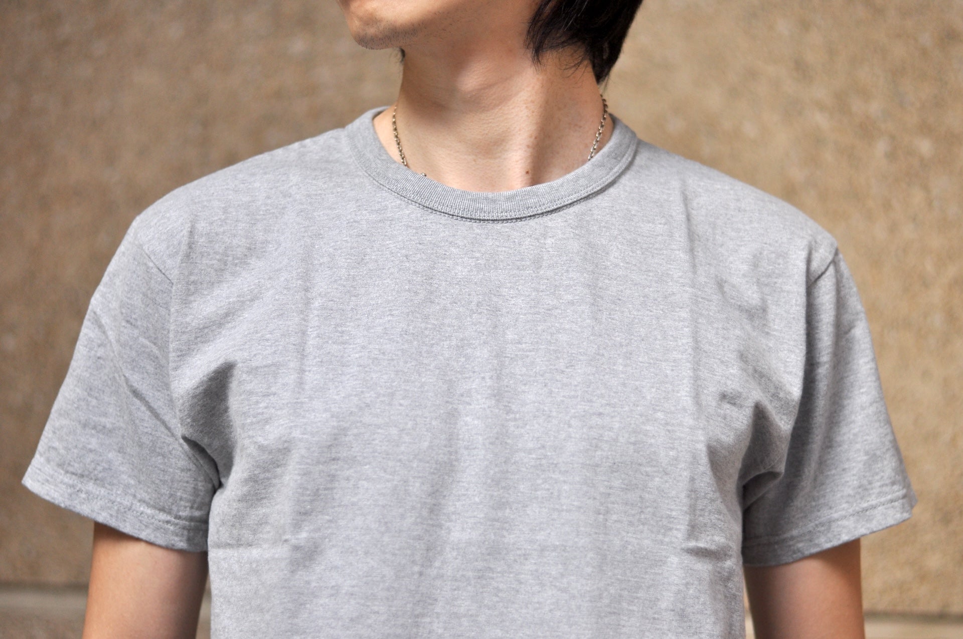 The Flat Head '26SS Version 9oz Loopwheeled Plain Tee (Heather Grey)