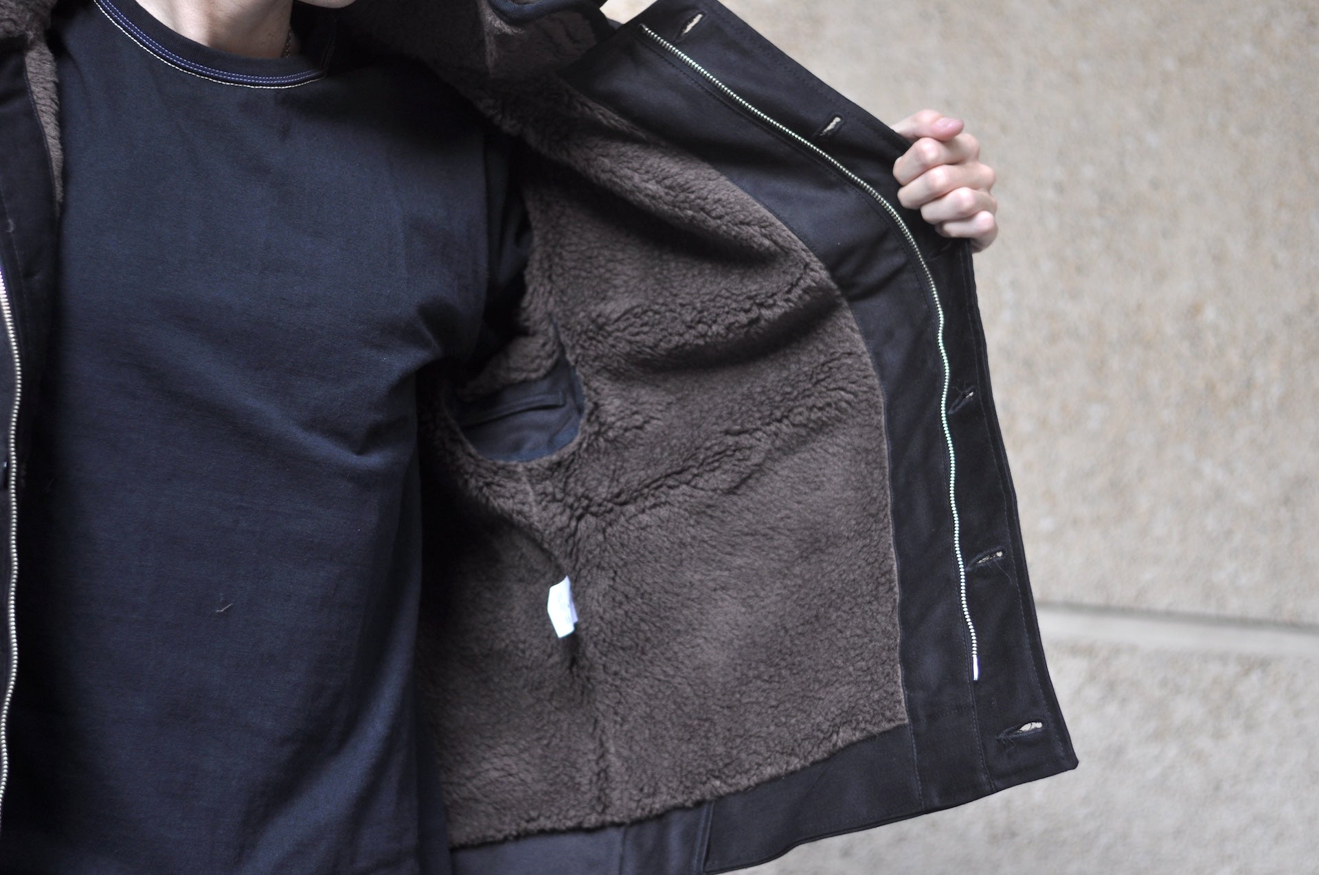 Stevenson Overall Co. Heavyweight Jungle Cloth "Navigateur" Hooded Deck Jacket (Solid Black)