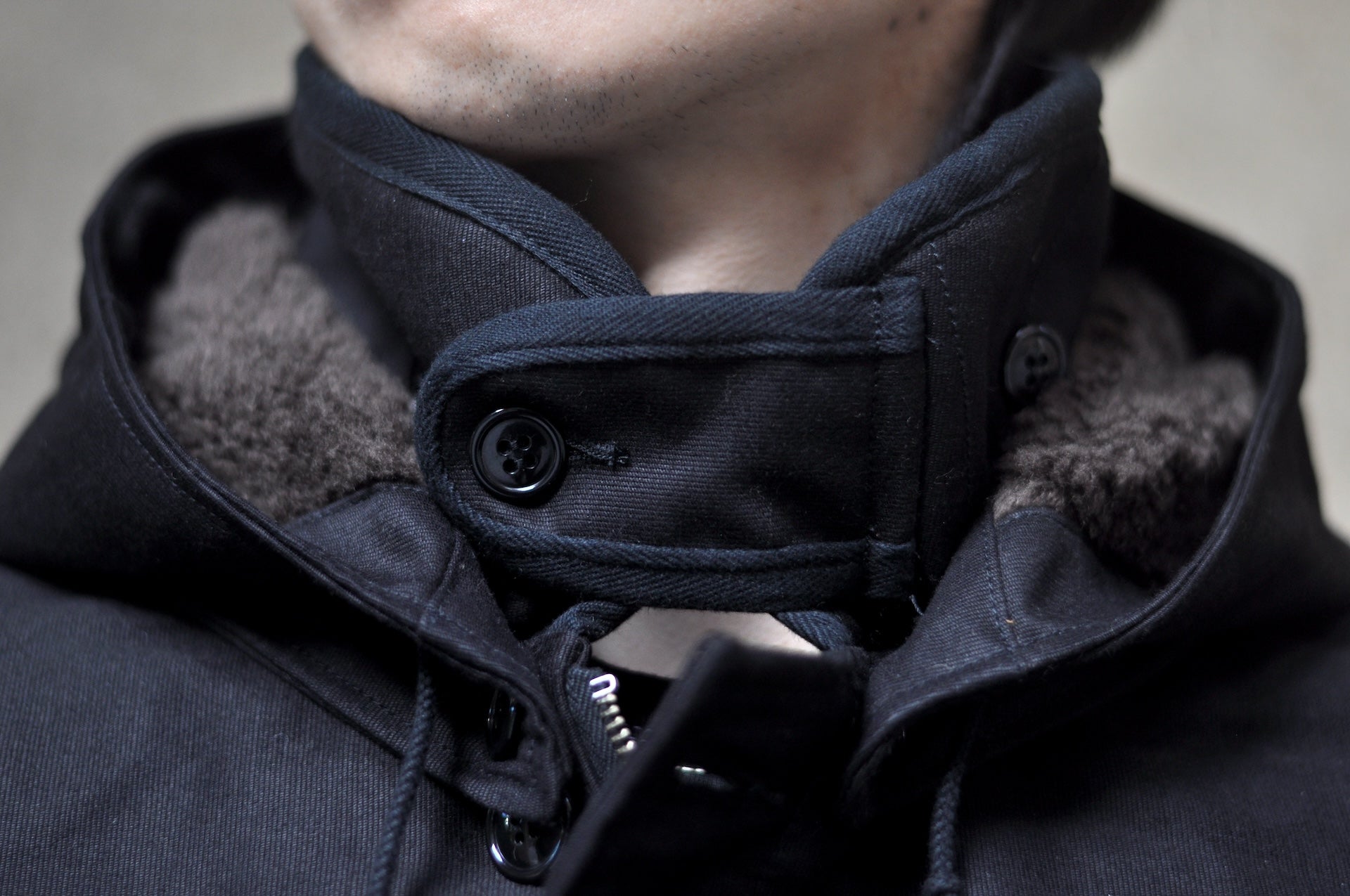 Stevenson Overall Co. Heavyweight Jungle Cloth "Navigateur" Hooded Deck Jacket (Solid Black)