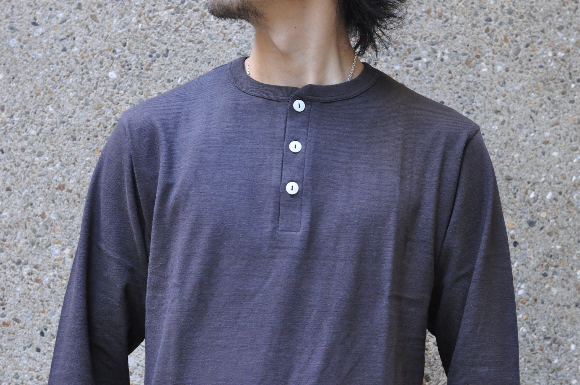 Warehouse 5.5oz "Bamboo Textured" L/S Henley Tee (Black)