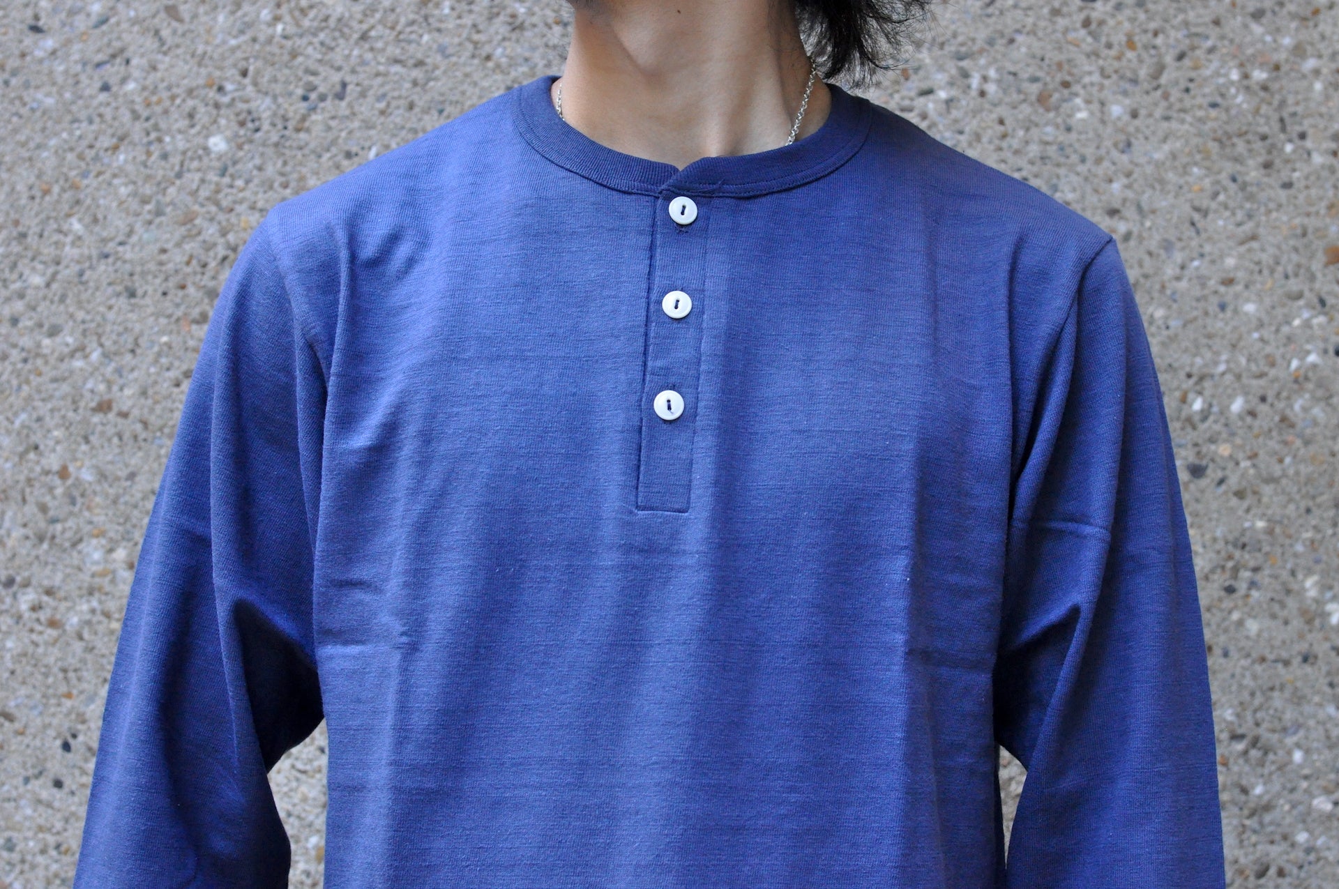 Warehouse 5.5oz "Bamboo Textured" L/S Henley Tee (Navy)