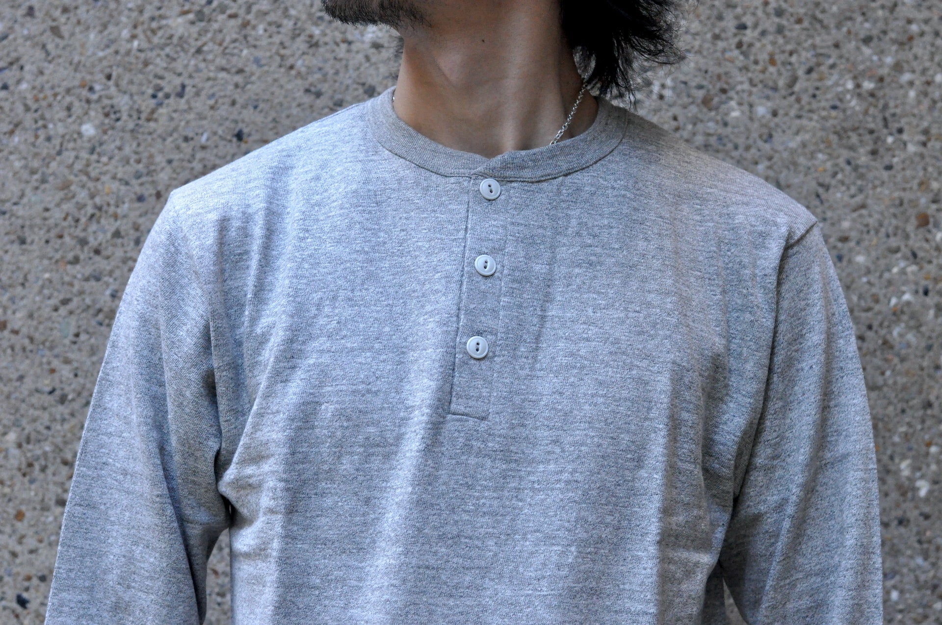 Warehouse 5.5oz "Bamboo Textured" L/S Henley Tee (Grey)