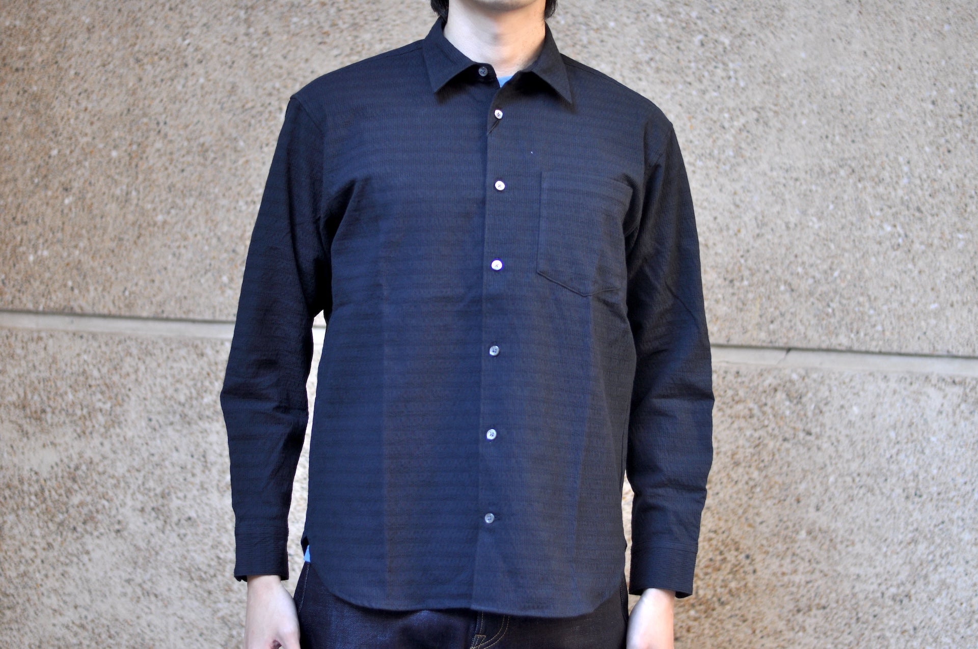 MOMOTARO JEANS 12oz "Stellar" Jacquard Sashiko Oxford Shirt (Black)