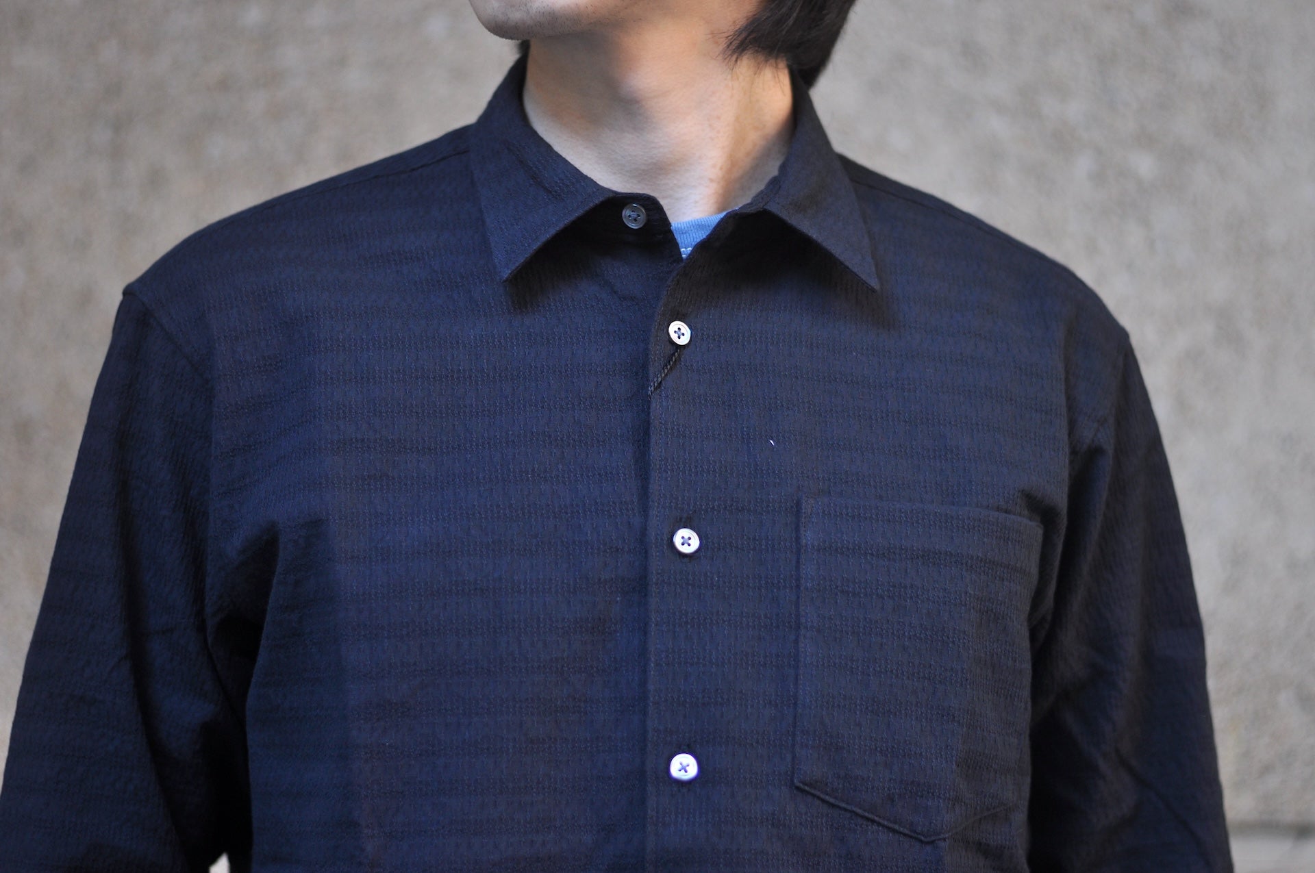 MOMOTARO JEANS 12oz "Stellar" Jacquard Sashiko Oxford Shirt (Black)