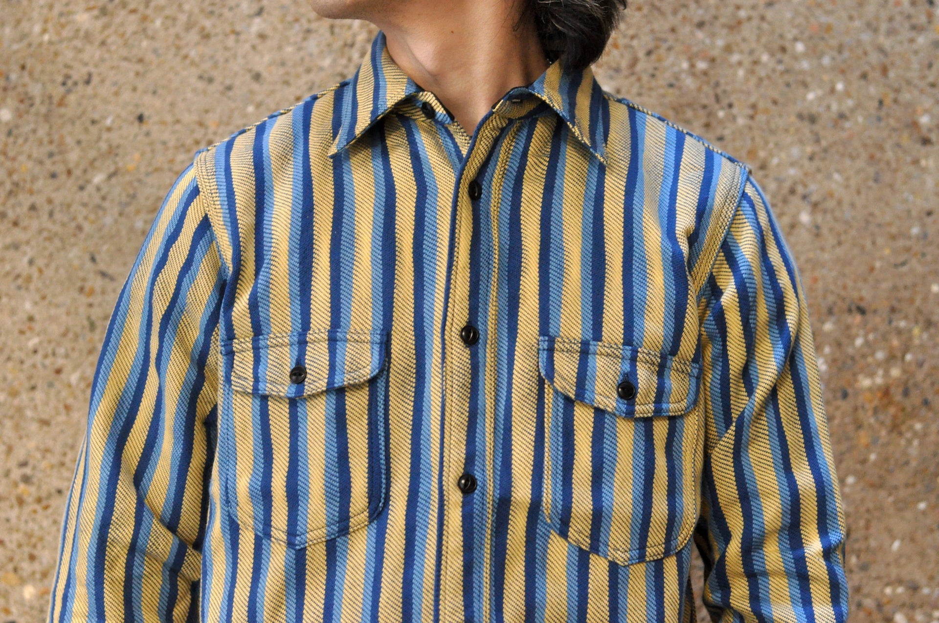 Samurai Heavyweight Oversea Edition "Drunk Striped" Flannel Workshirt (Yellow)