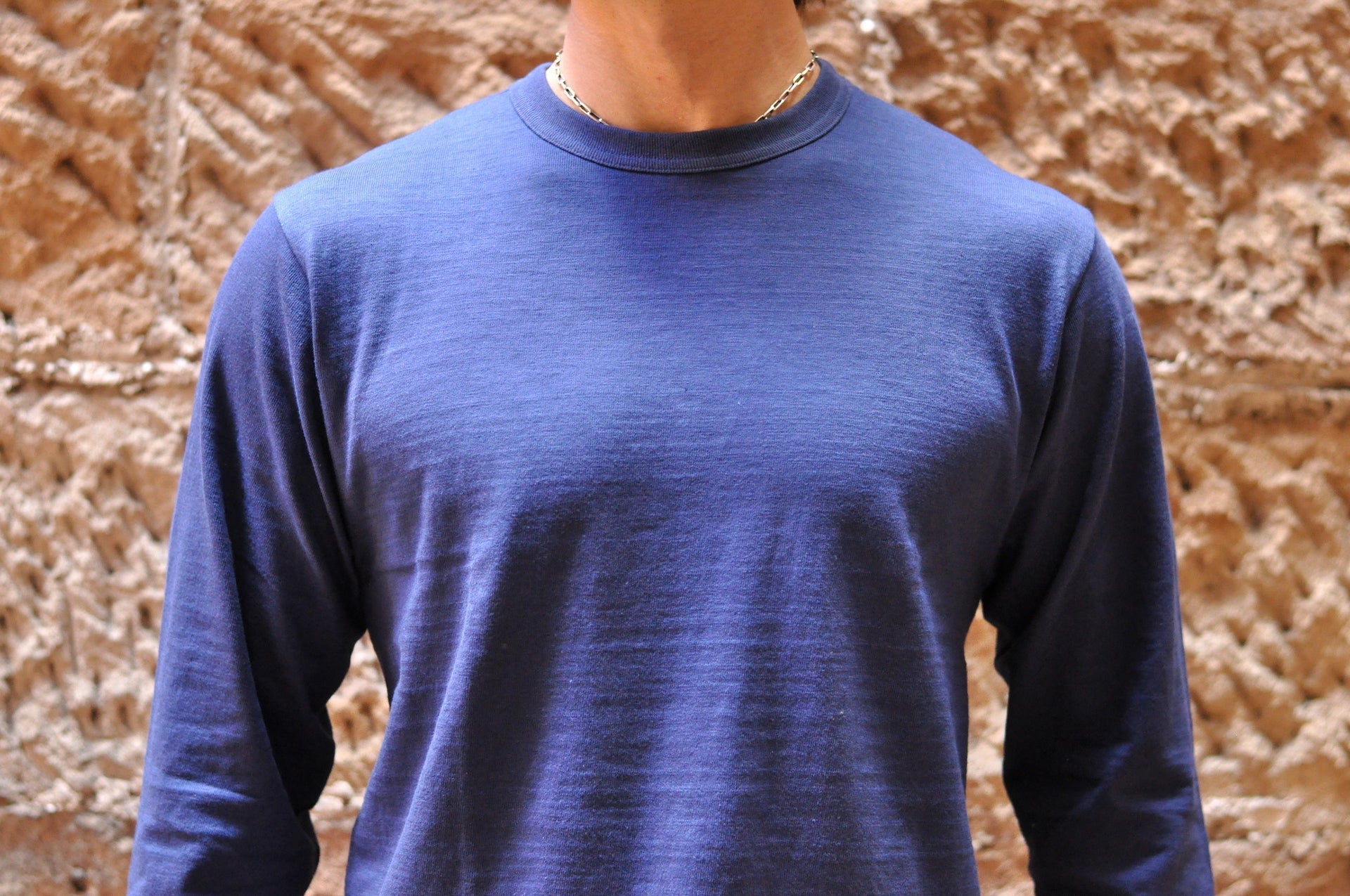 Warehouse 5.5oz "Bamboo Textured" L/S Plain Tee (Navy)