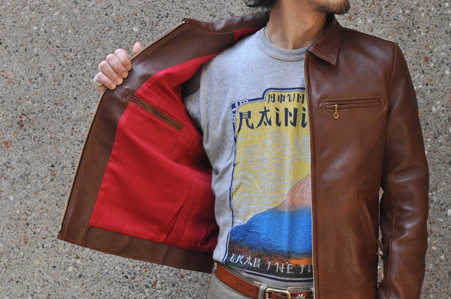 The Flat Head Horsehide 50s Single Riders Jacket (Brown Tea-Cored)