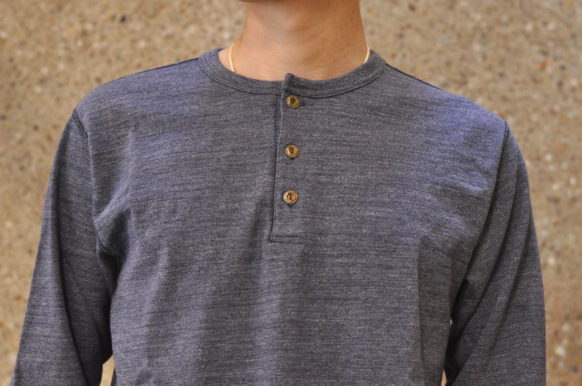 Studio D'Artisan X CORLECTION 7.5oz 'Suvin Gold' Ultimate Loopwheeled L/S Henley Tee (Heather Navy)