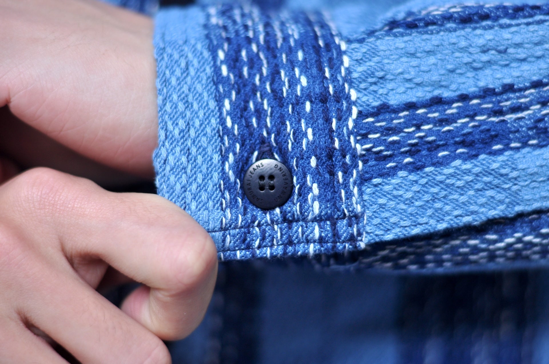 Samurai 12oz Natural Indigo Dyed "Rain Kasuri" Sashiko Work Shirt