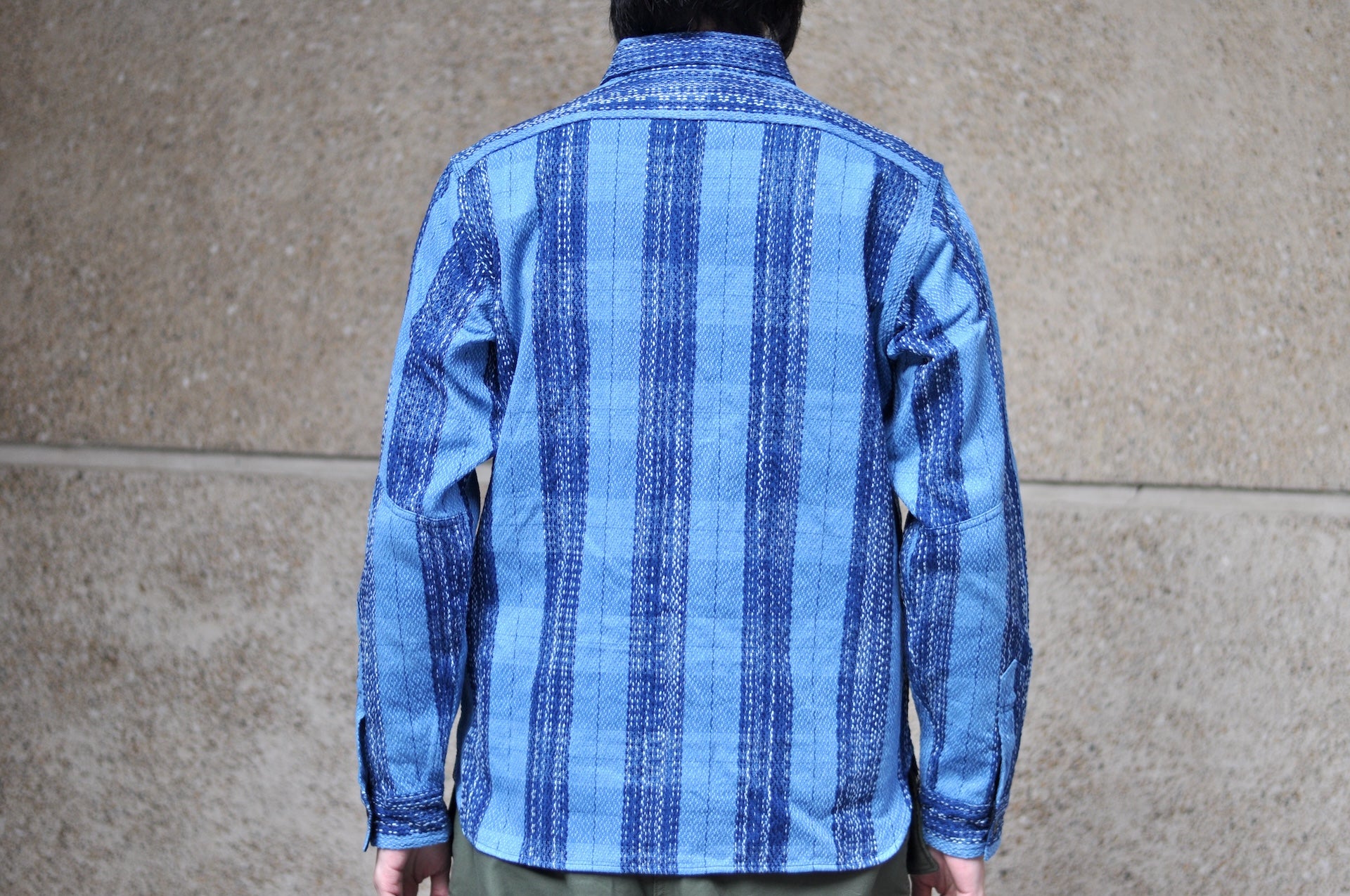 Samurai 12oz Natural Indigo Dyed "Rain Kasuri" Sashiko Work Shirt