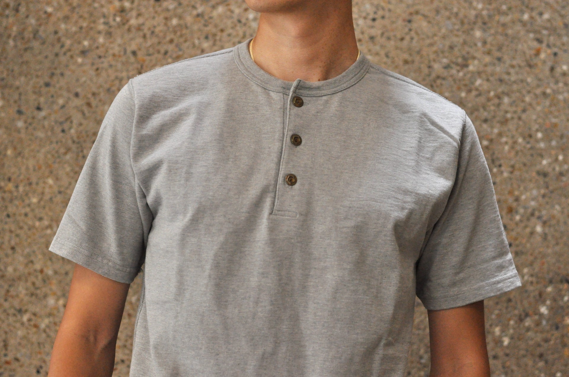 Studio D'Artisan X CORLECTION 7.5oz 'Suvin Gold' Ultimate Loopwheeled Henley Tee (Heather Grey)