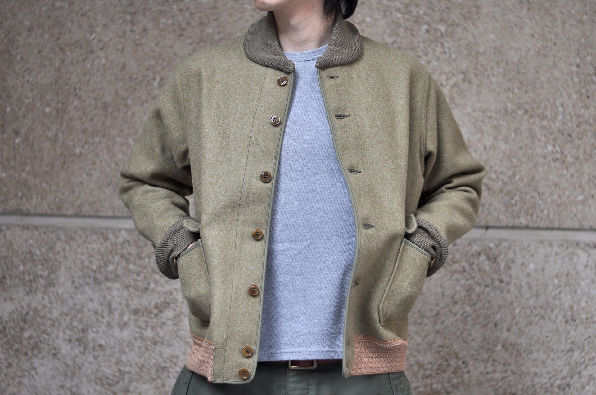Warehouse Co "Civilian Version" A-1 Melton Wool Jacket (Vintage Olive)
