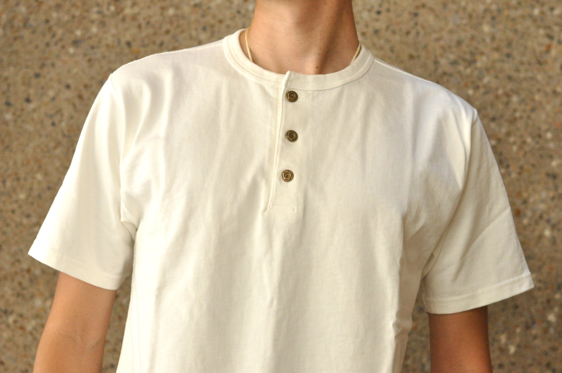 Studio D'Artisan X CORLECTION 7.5oz 'Suvin Gold' Ultimate Loopwheeled Henley Tee (White)