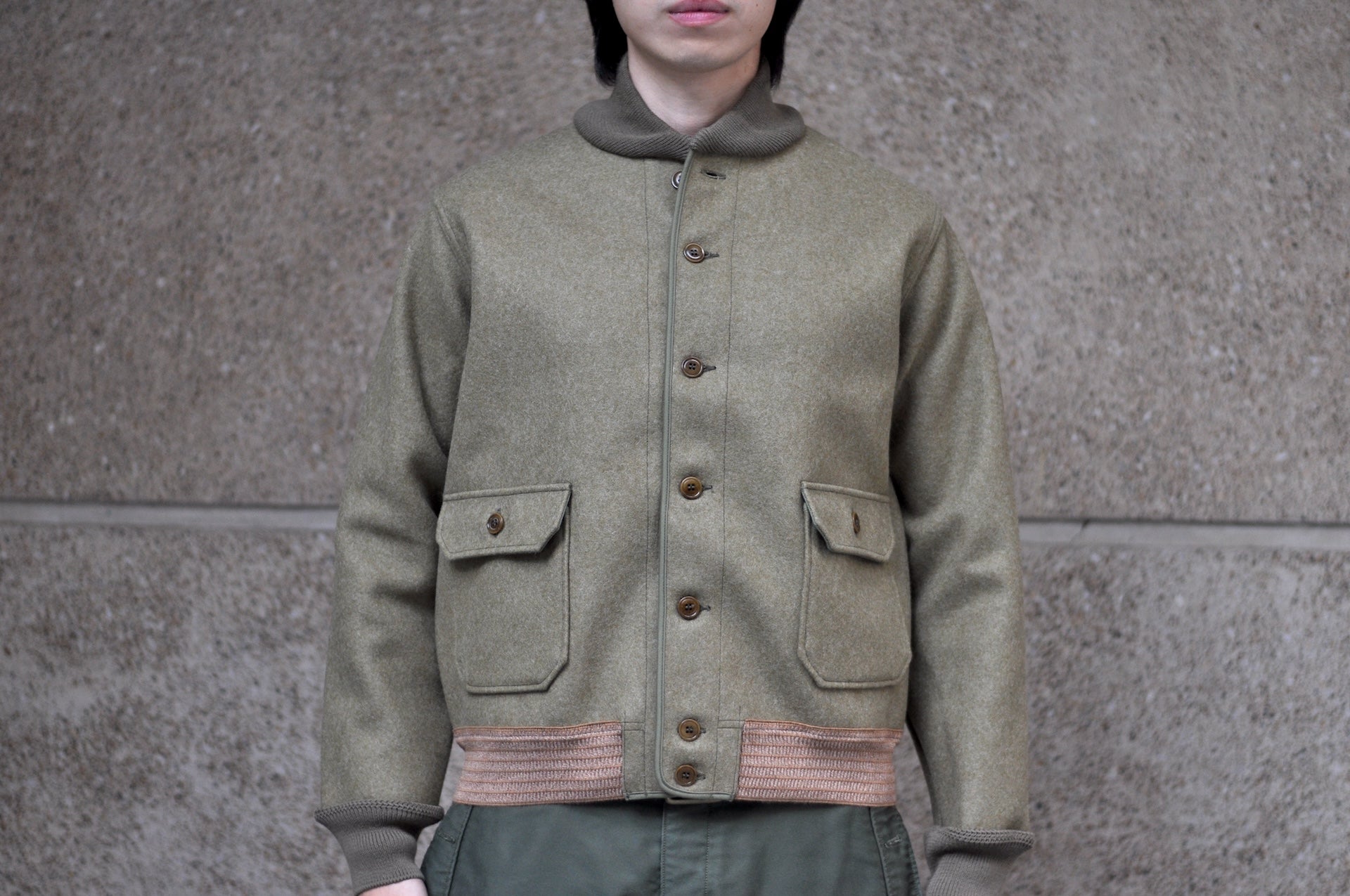 Warehouse Co "Civilian Version" A-1 Melton Wool Jacket (Vintage Olive)